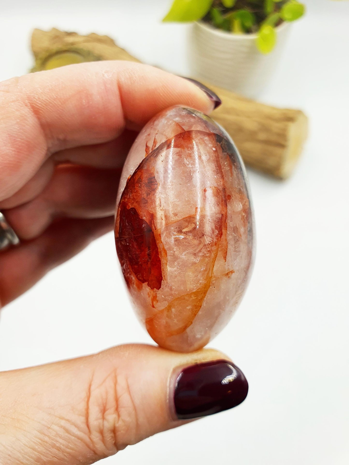 Large Sparkly Fire Quartz Palm