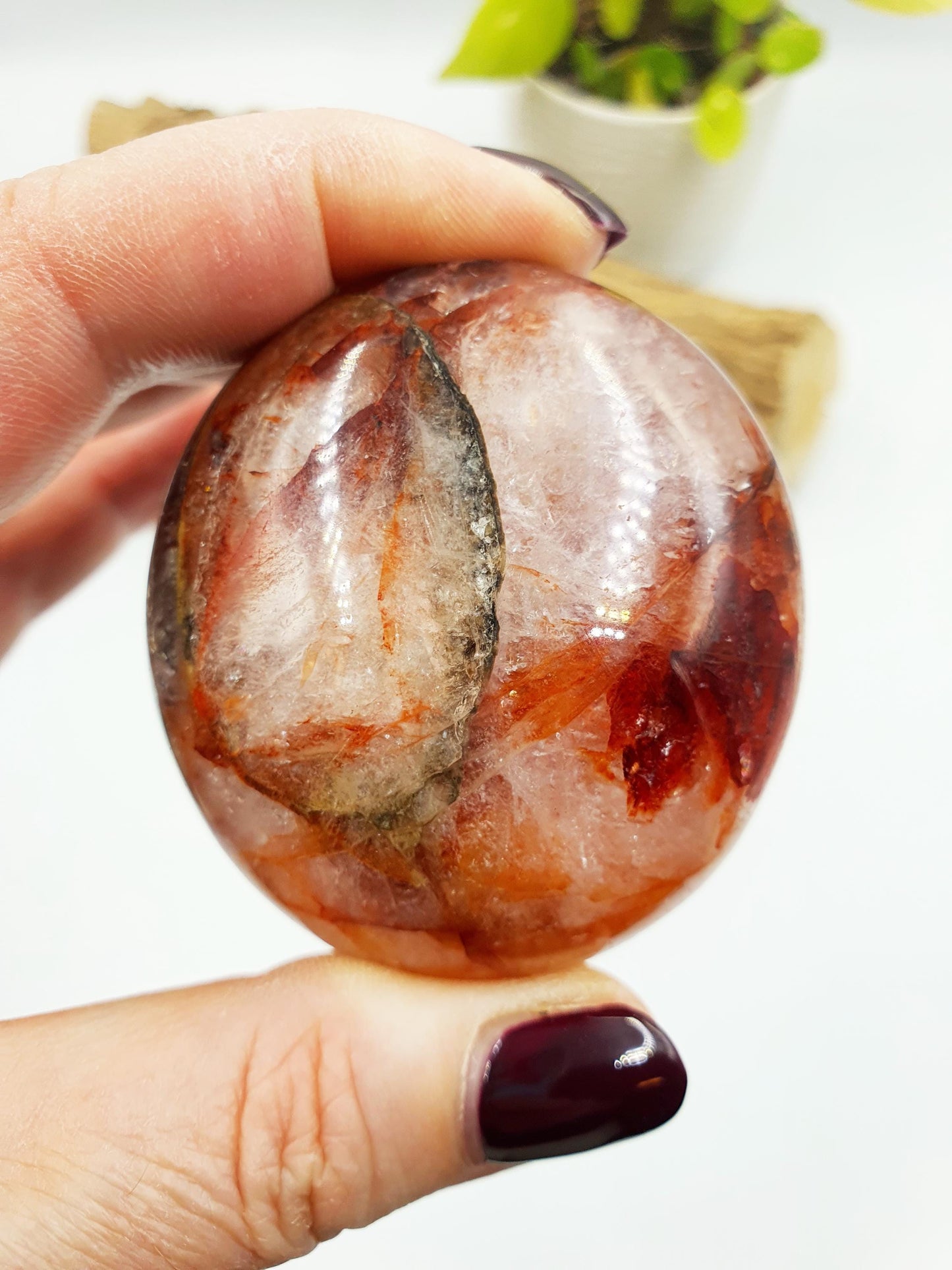 Large Sparkly Fire Quartz Palm