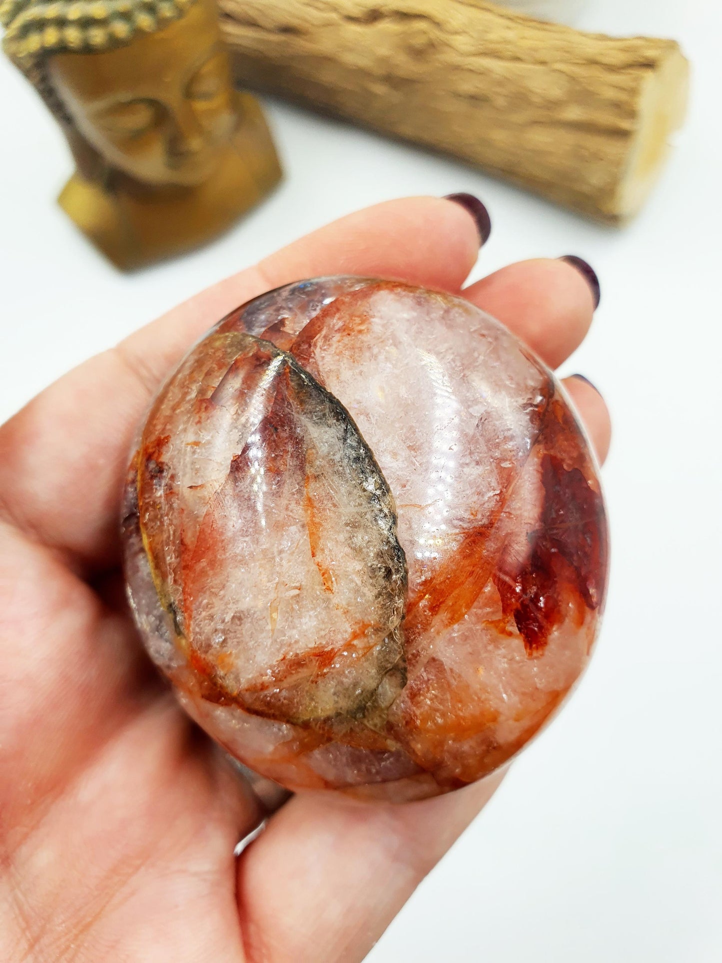 Large Sparkly Fire Quartz Palm