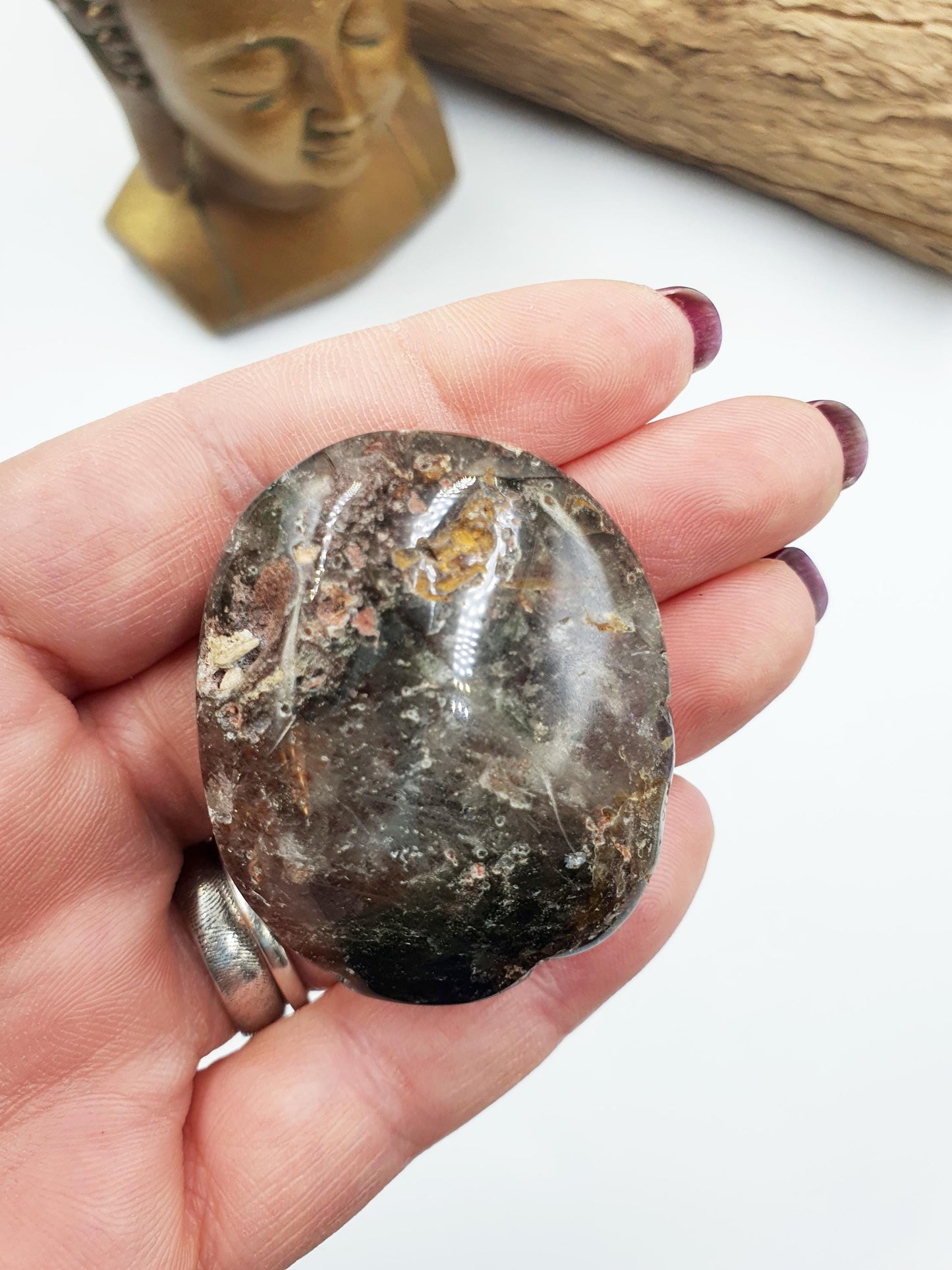 Garden Quartz Palm/Lodolite Quartz Palm Stone