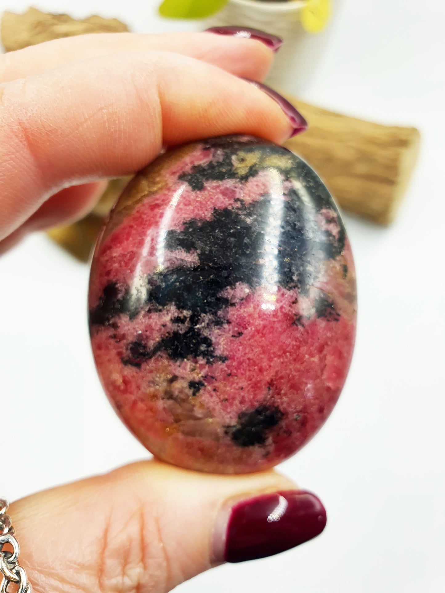 Rhodonite Palm Stone