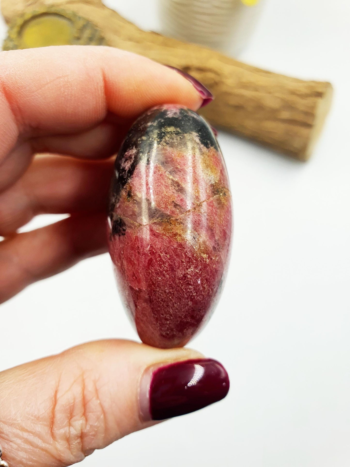 Rhodonite Palm Stone