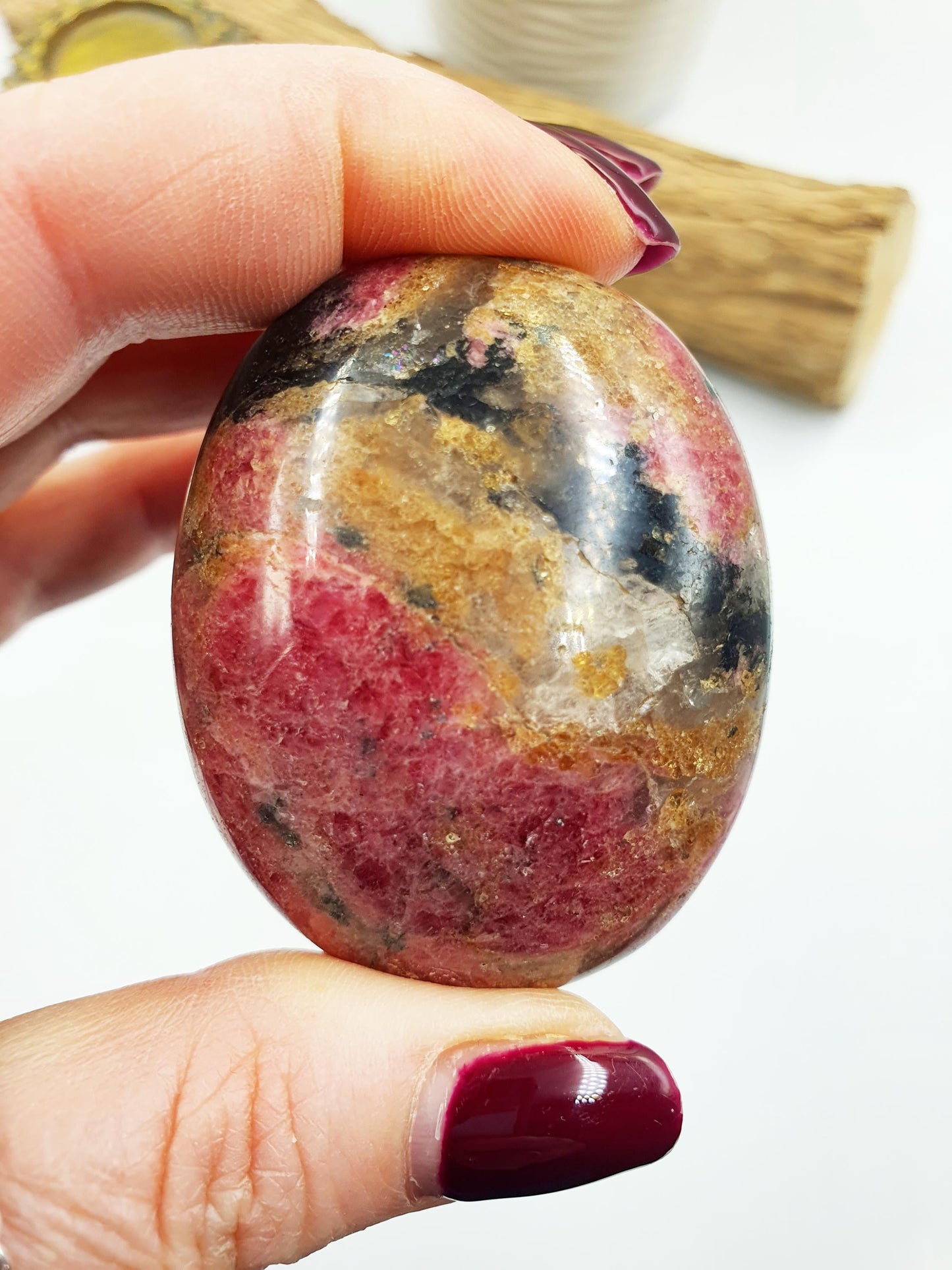 Rhodonite Palm Stone