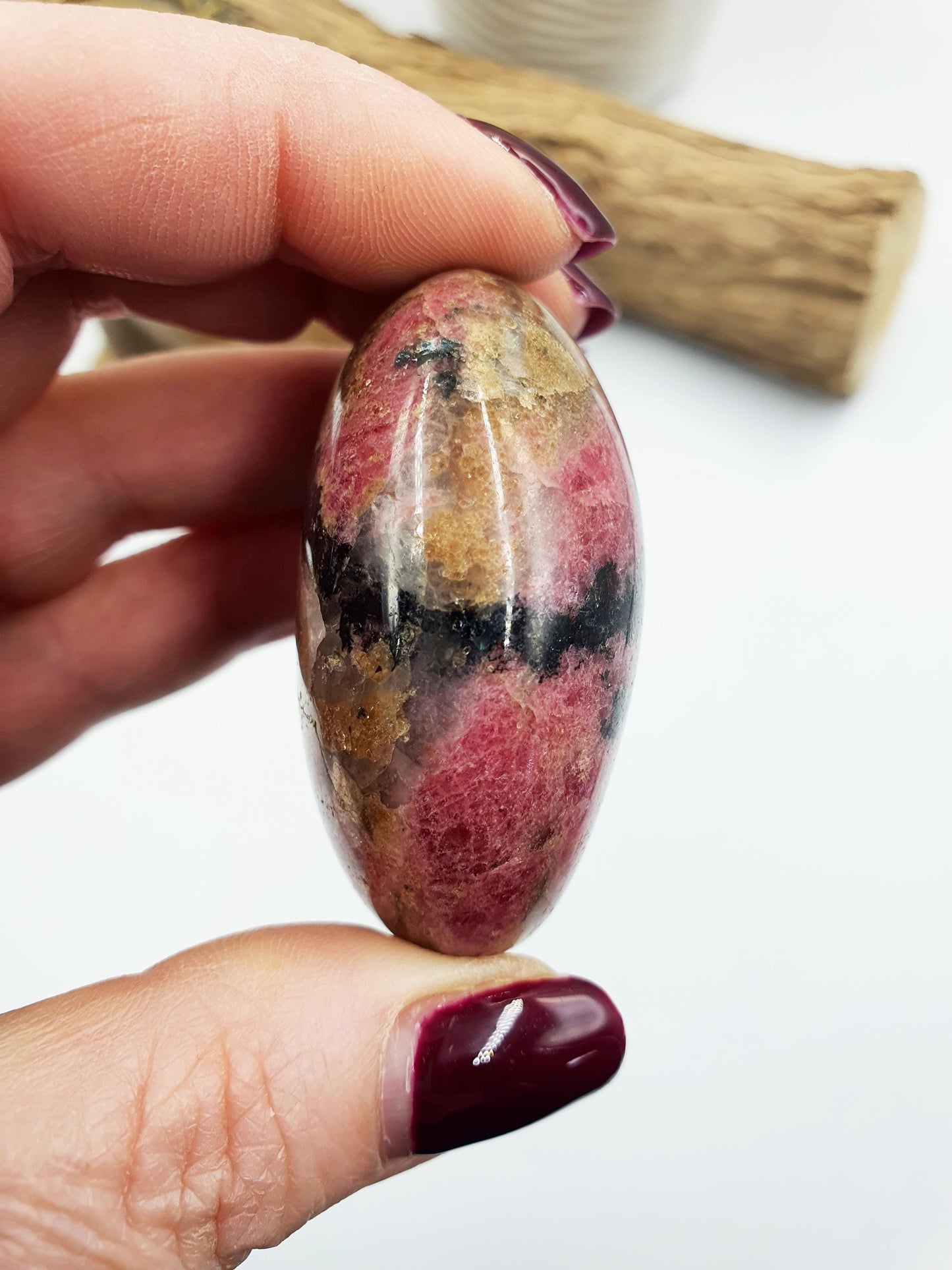 Rhodonite Palm Stone