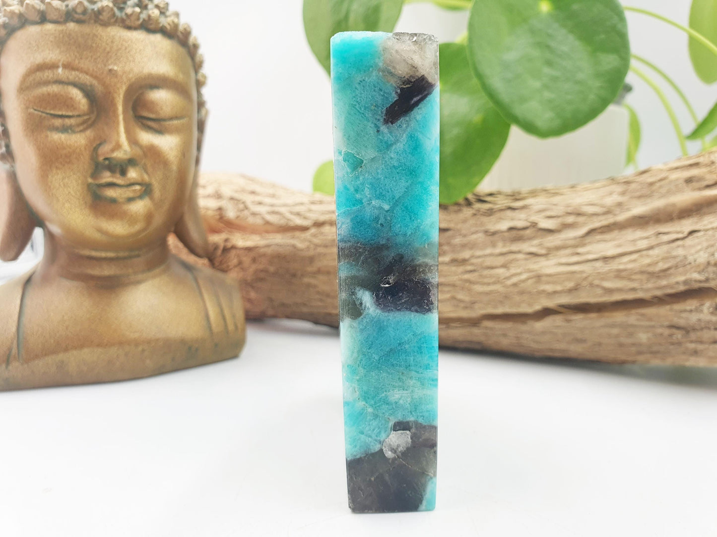 Flashy Amazonite and Smoky Quartz Slab