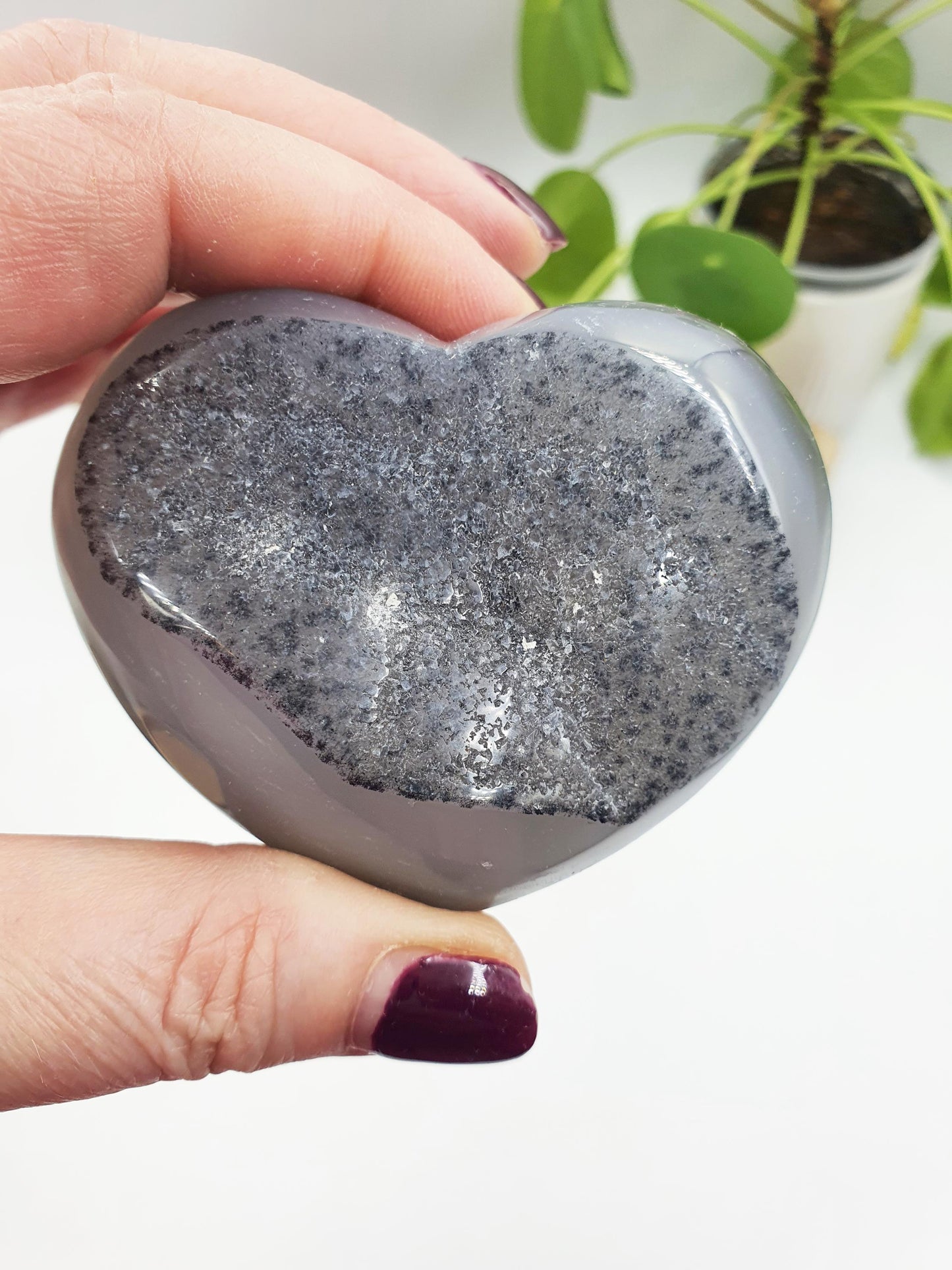 Agate Crystal Heart with Drusy