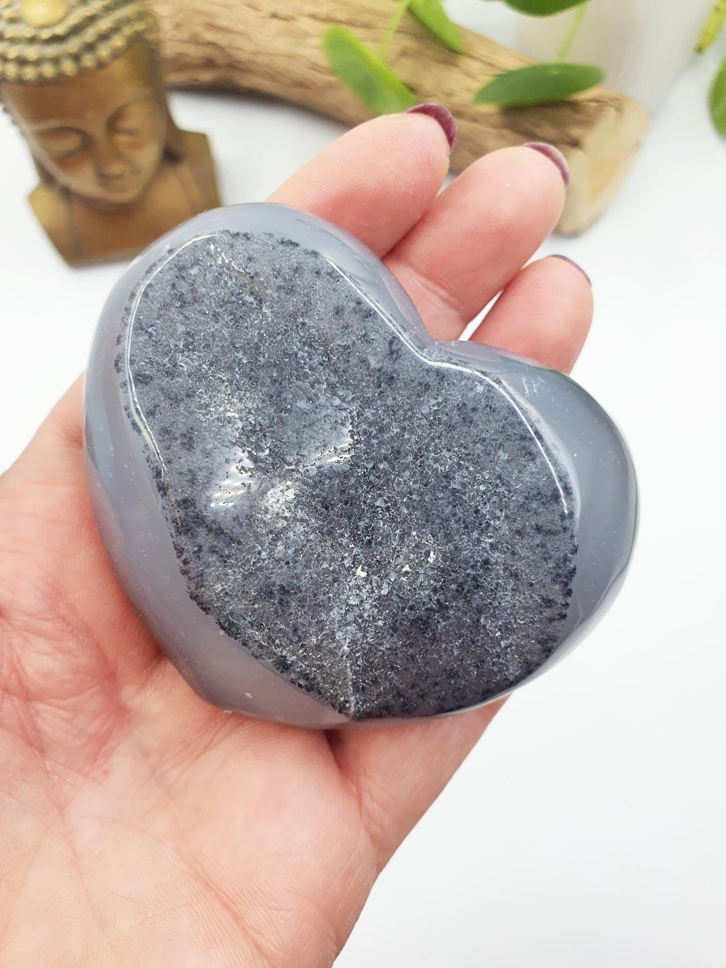Agate Crystal Heart with Drusy
