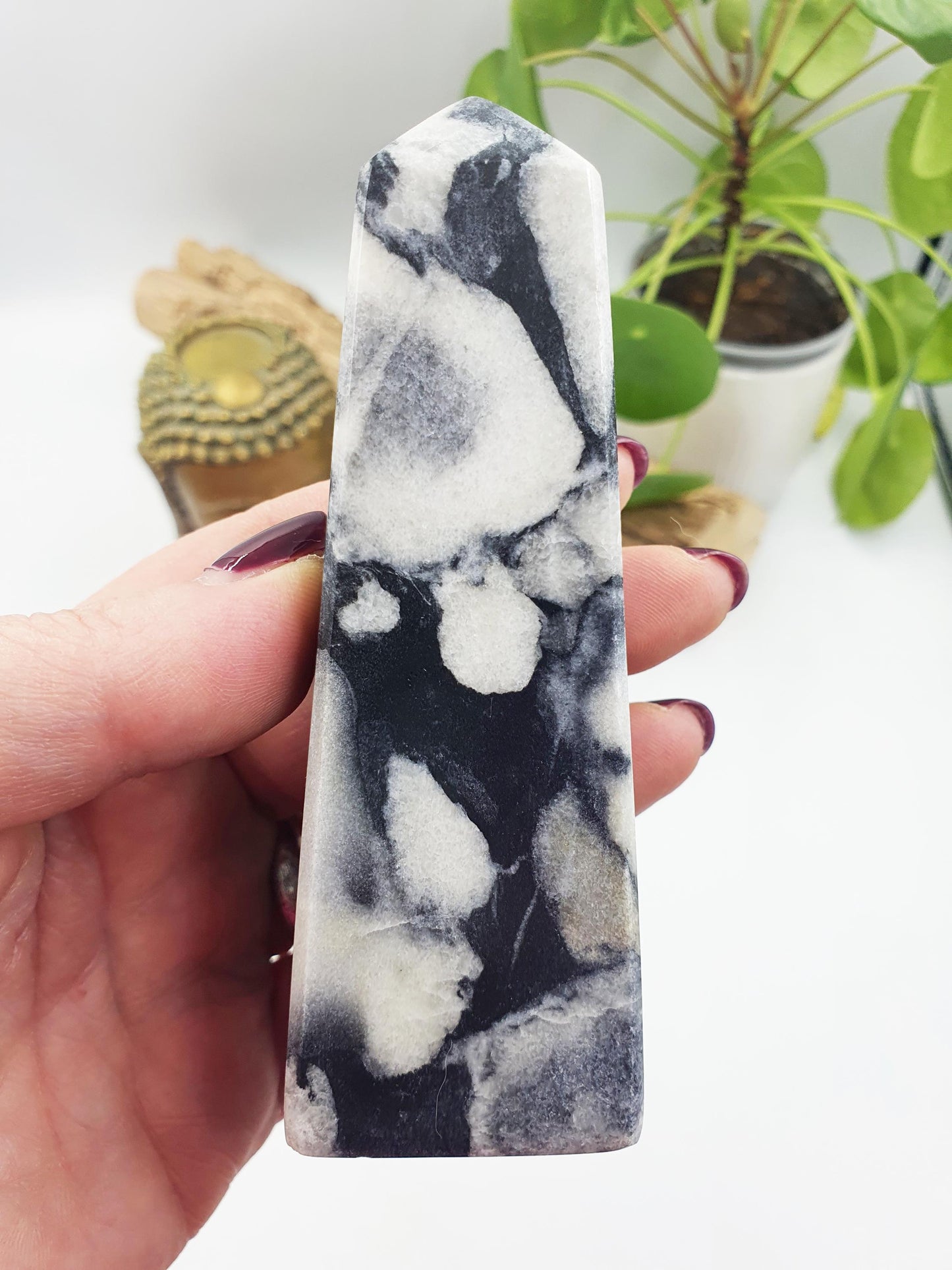 Shell Jasper Crystal Tower /Shell Obsidian Obelisk /Marbled Shell Jasper Point /Thousand Eye Tower - 291g