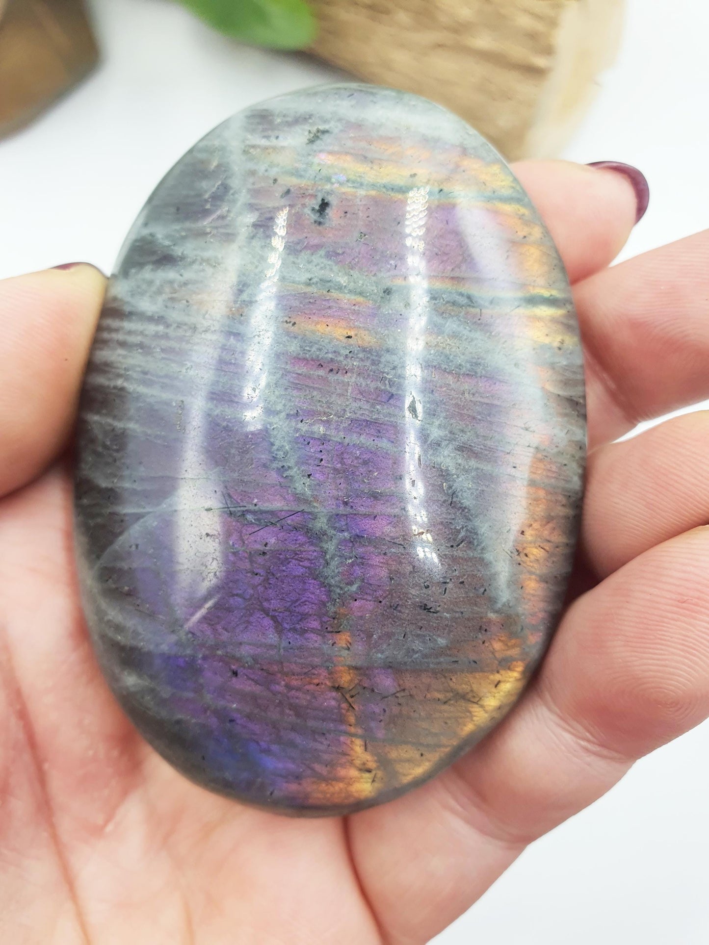 Large Pink and Purple Labradorite Palm