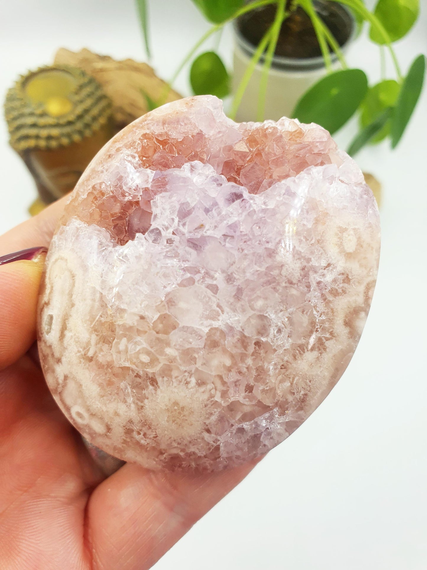 High Grade Pink Amethyst druzy Palm