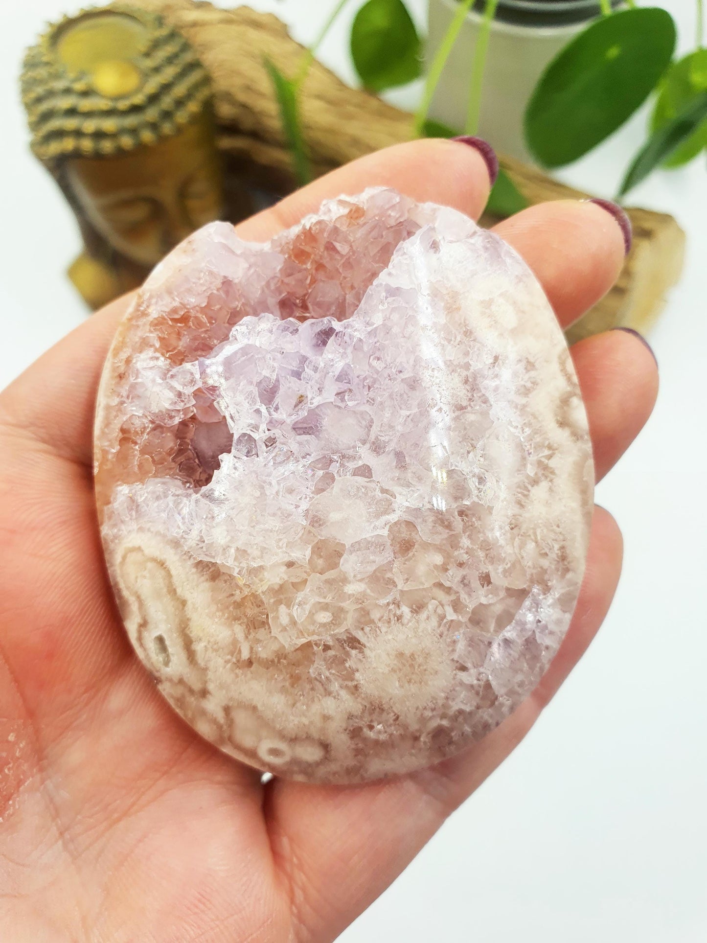 High Grade Pink Amethyst druzy Palm