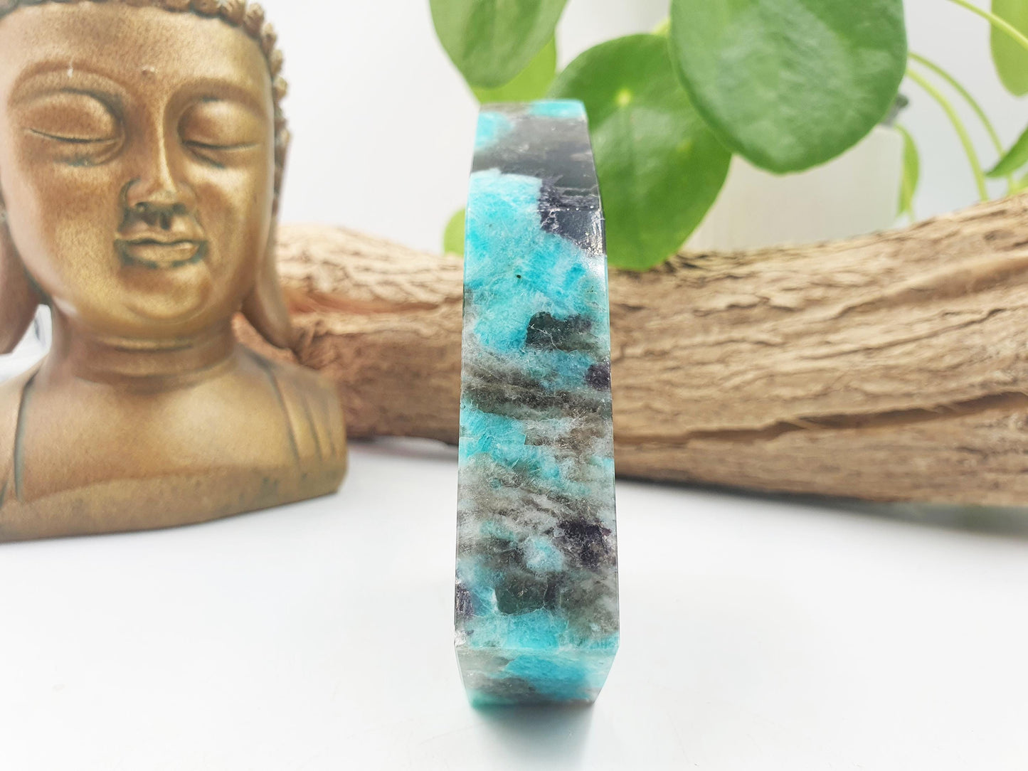 Flashy Amazonite and Smoky Quartz Slab