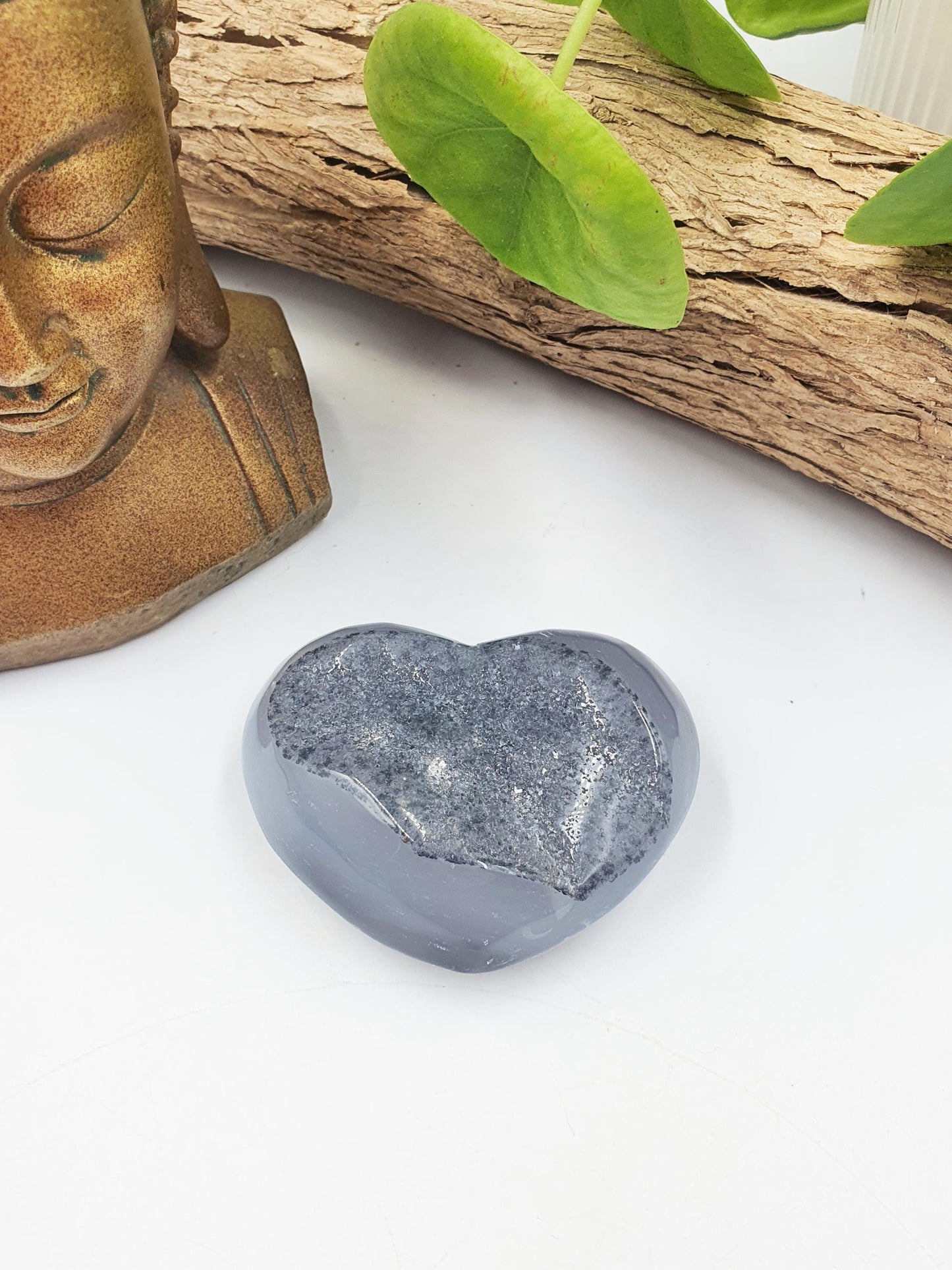 Agate Crystal Heart with Drusy