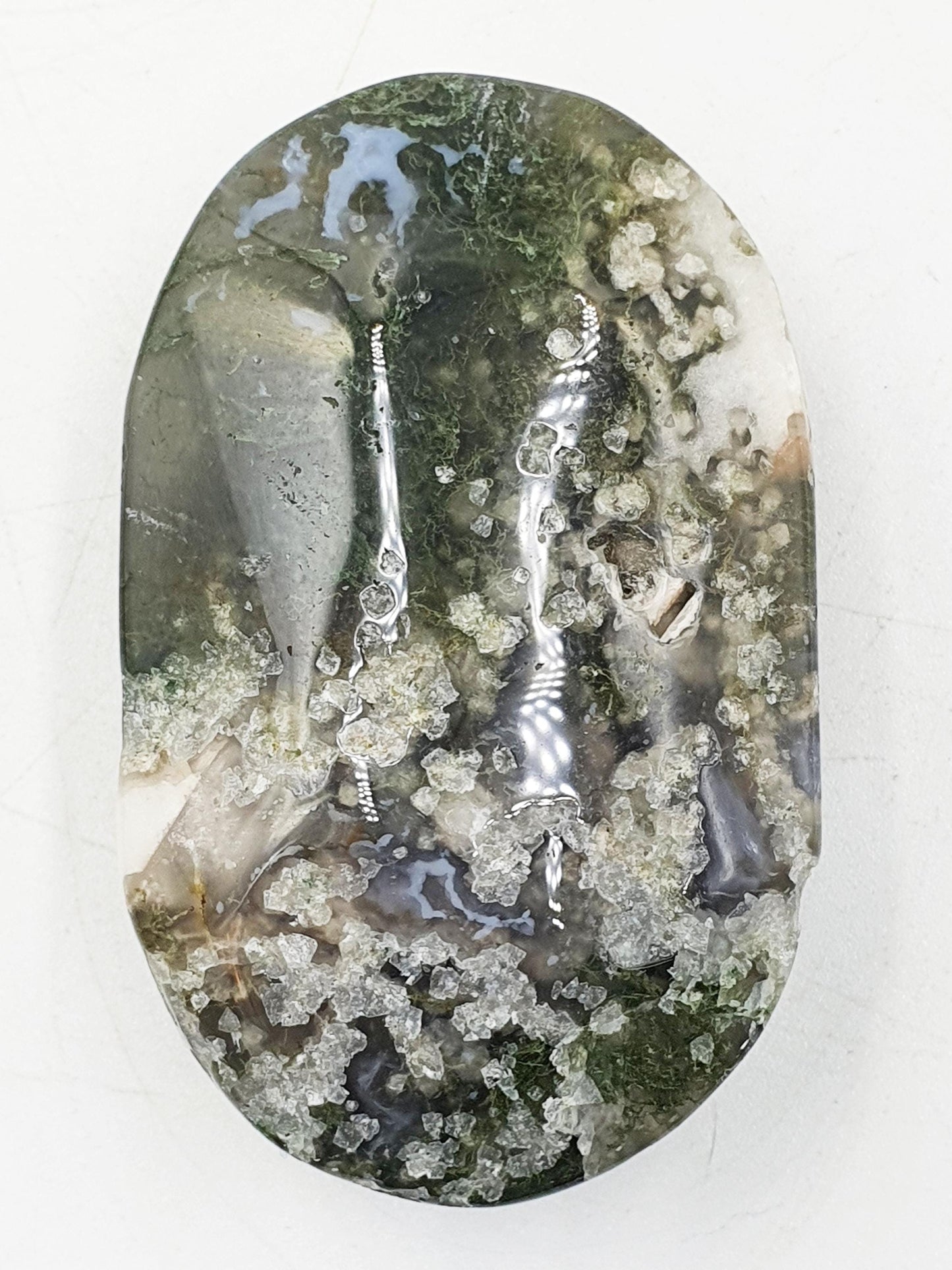 Drusy Moss Agate Palm