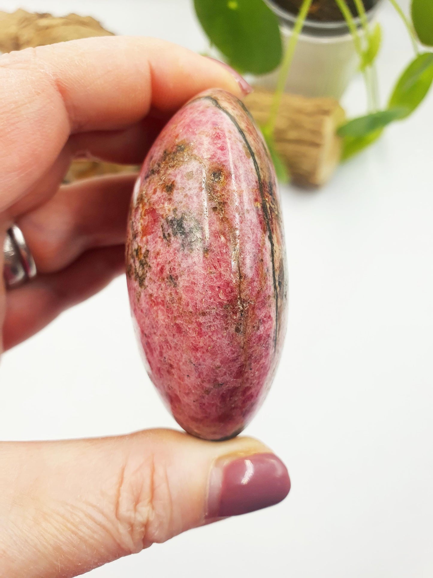 Large Rhodonite Palm Stone