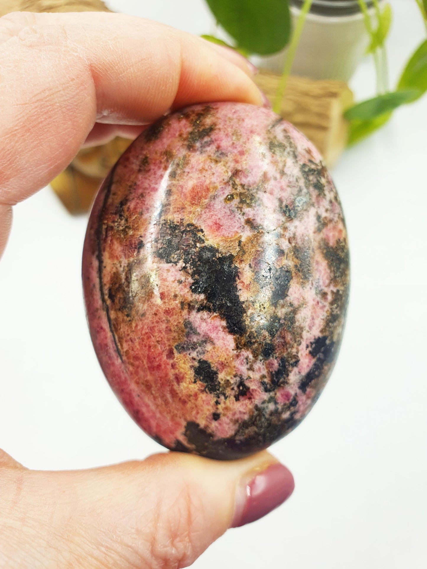 Large Rhodonite Palm Stone