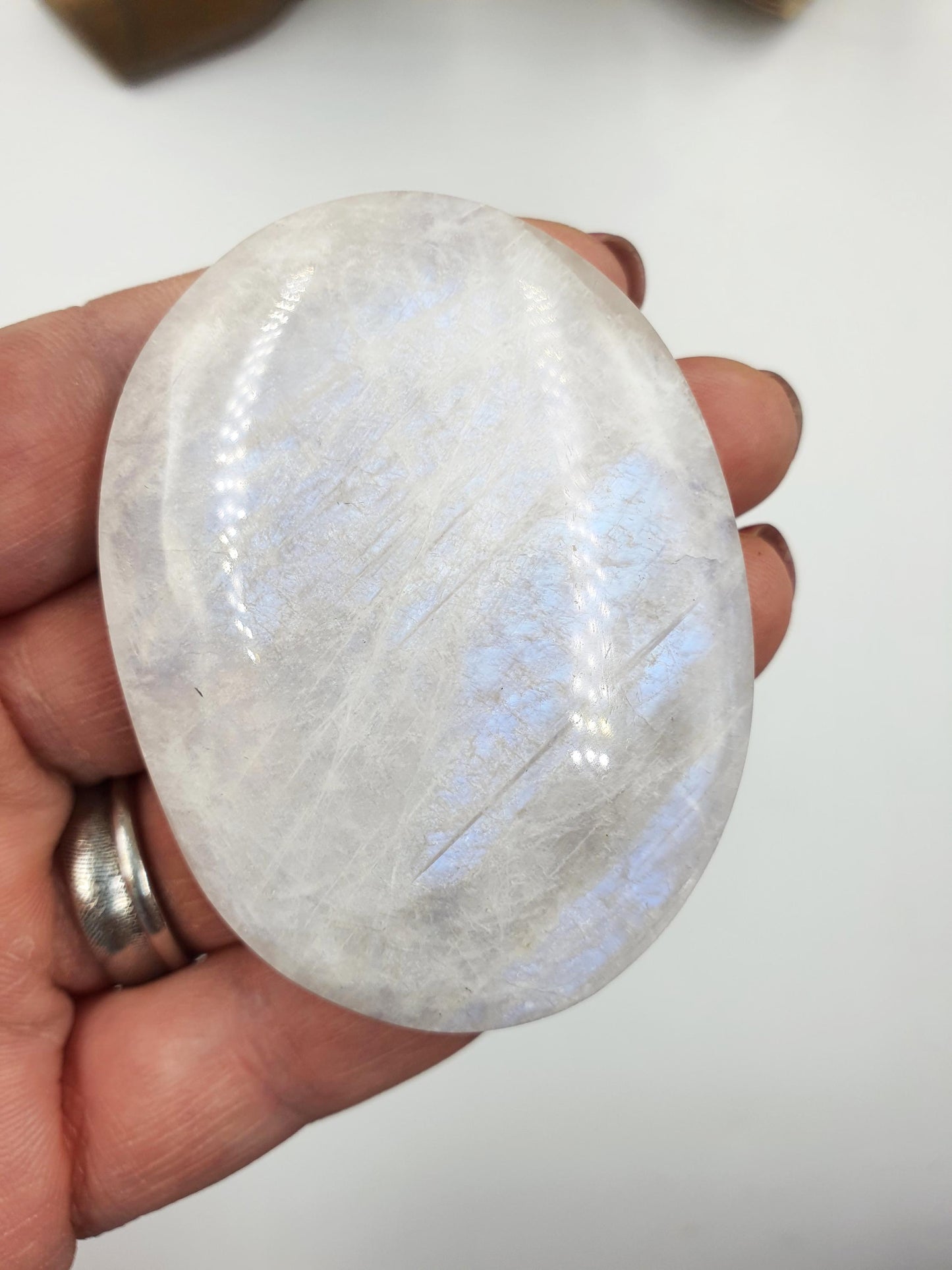 High Grade Flashy Blue Moonstone Palm