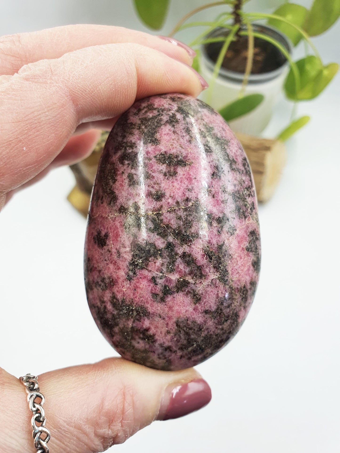 Large Rhodonite Palm Stone