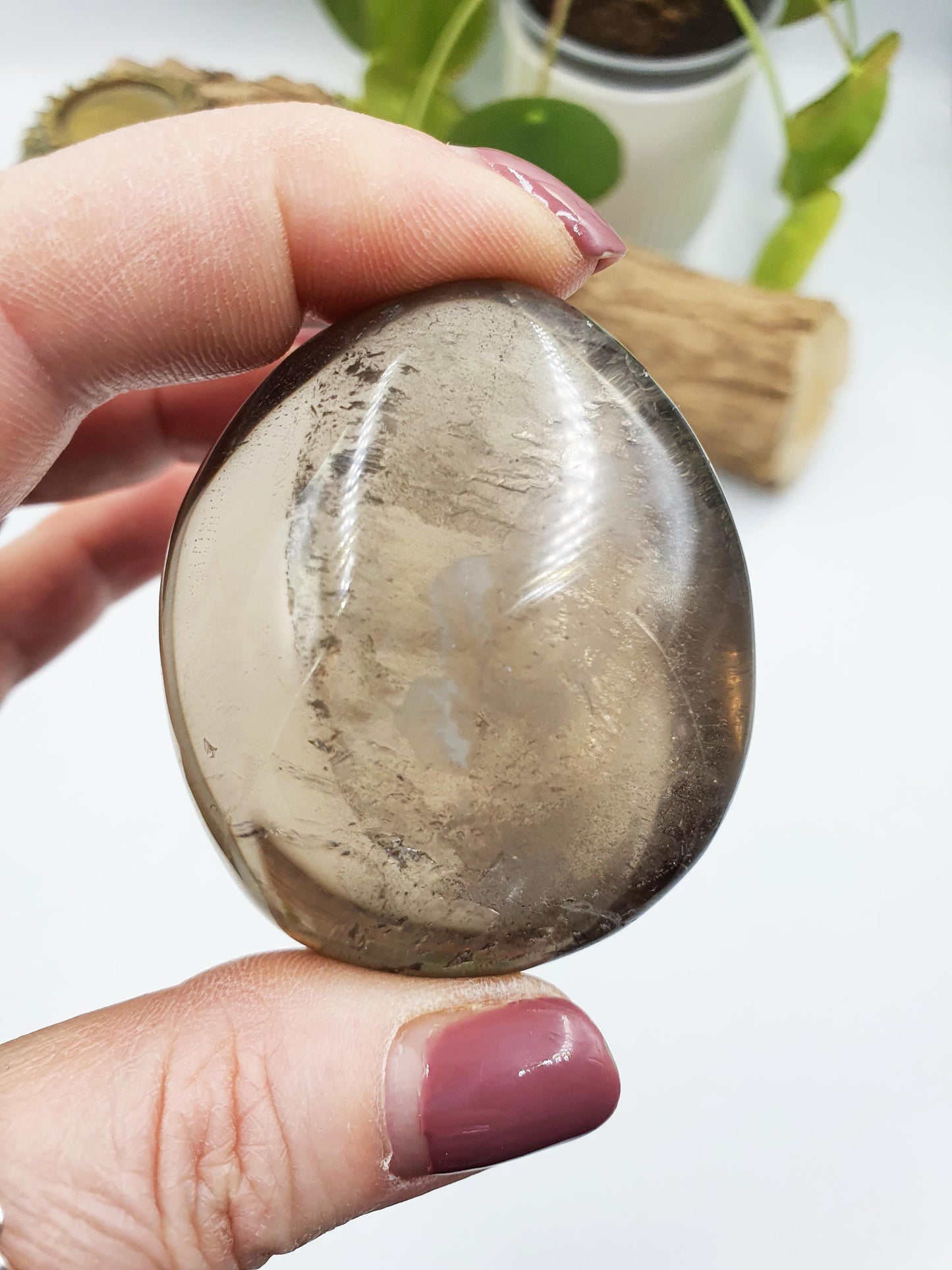 Smoky Quartz Palm with rainbow