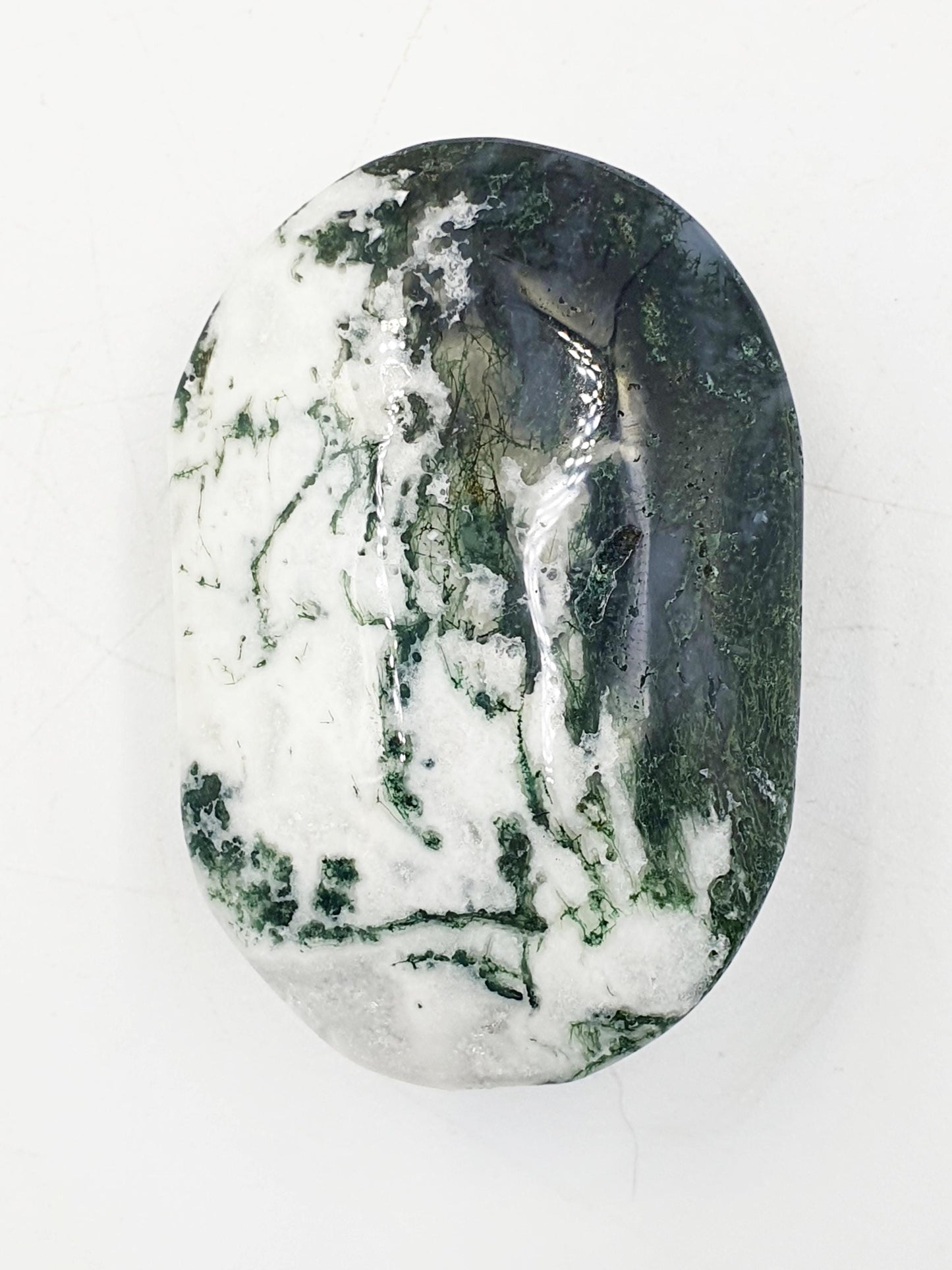 Druzy Moss Agate Palm / Moss Agate Palm Stone / Meditation Palm / Reiki Crystal Palm - 75g