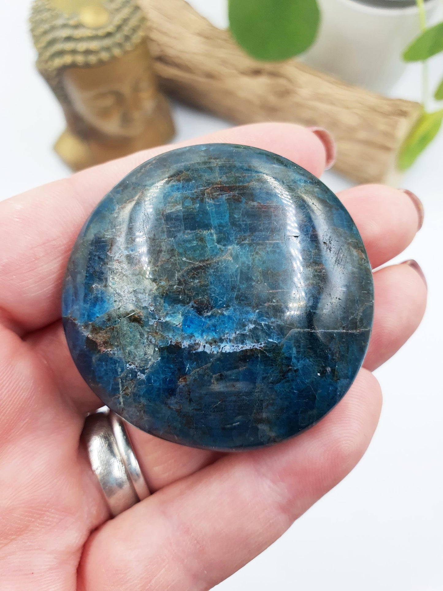 Shimmery Blue Apatite Palm Stone