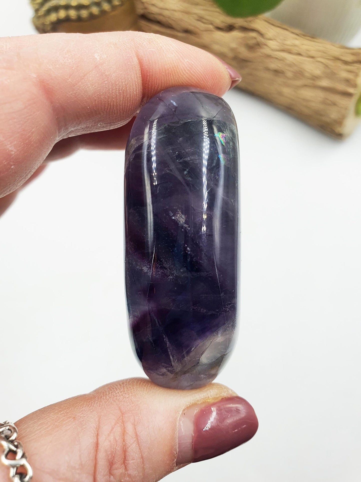 Flashy Fluorite Palm with rainbows
