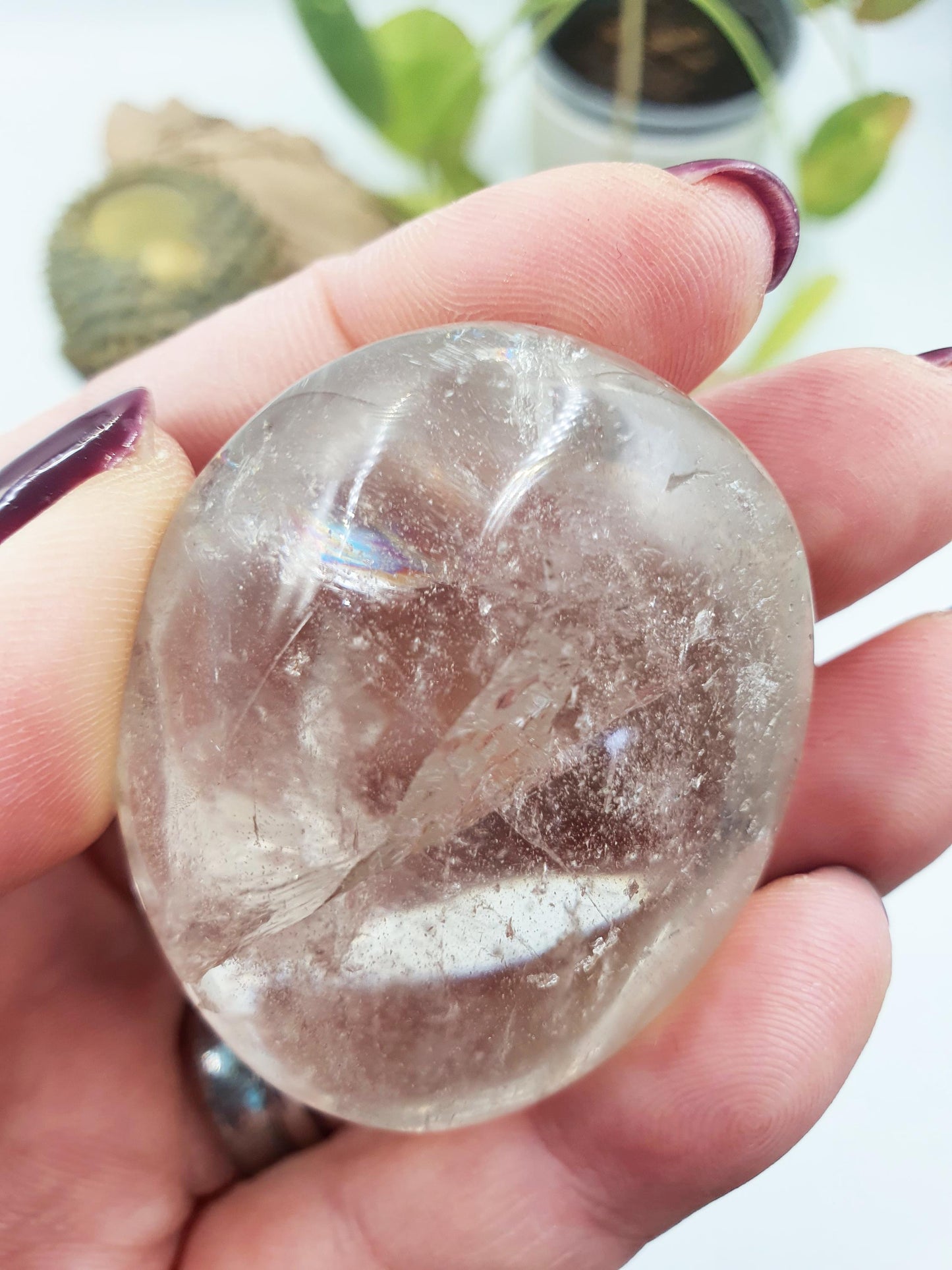 Clear Quartz Palm with Rainbows