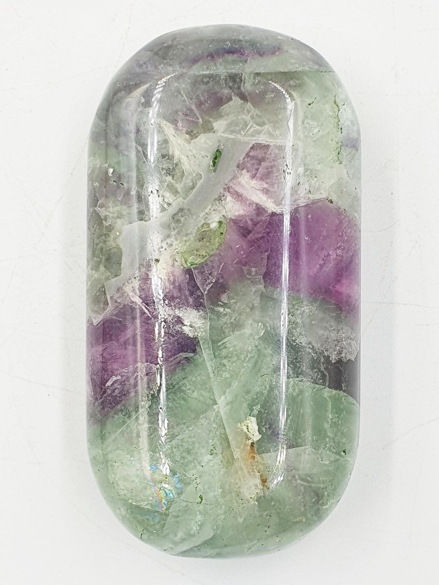 Large Feather Fluorite Palm with rainbows