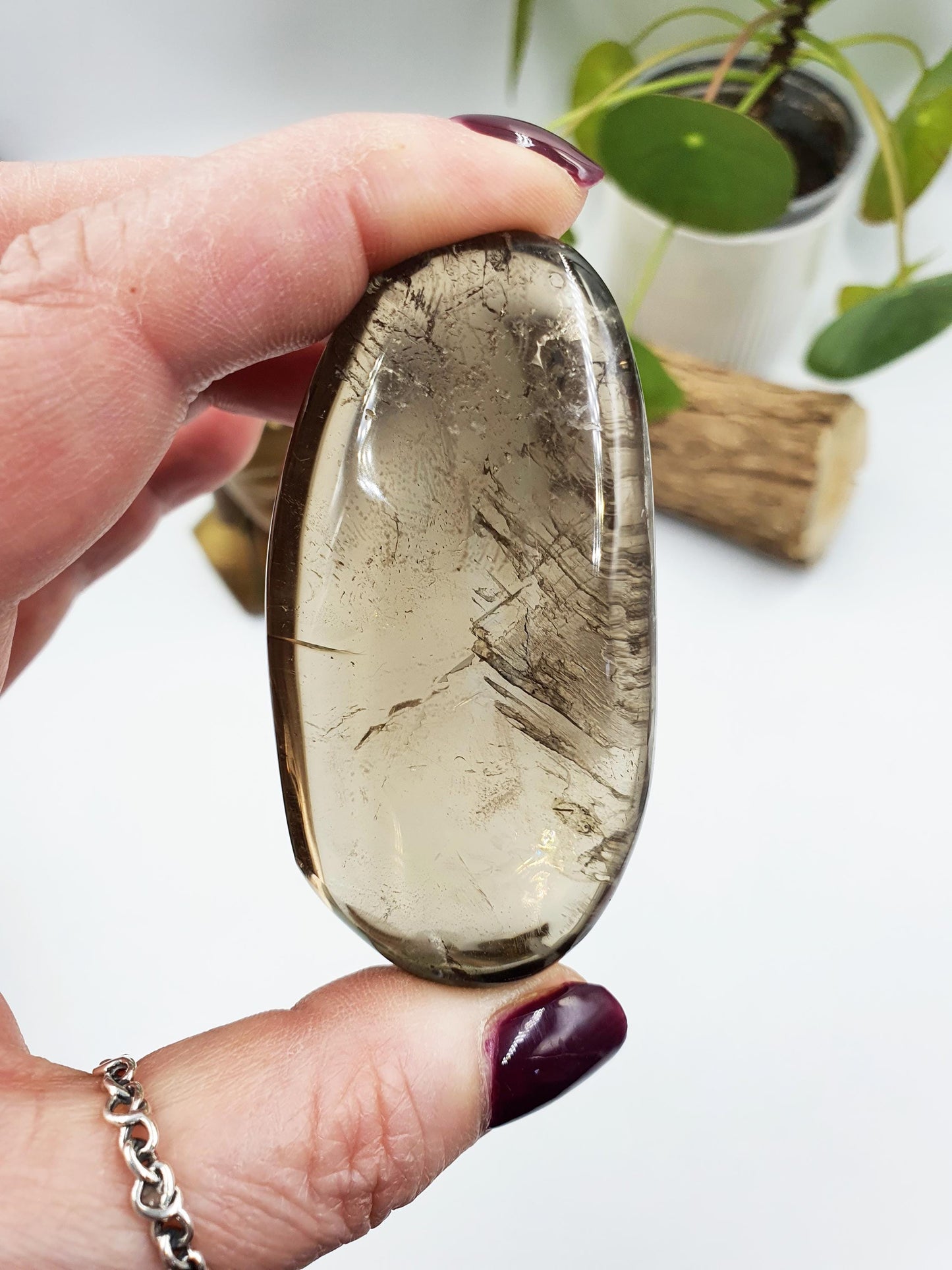 Unique Smoky Quartz Palm with rainbows