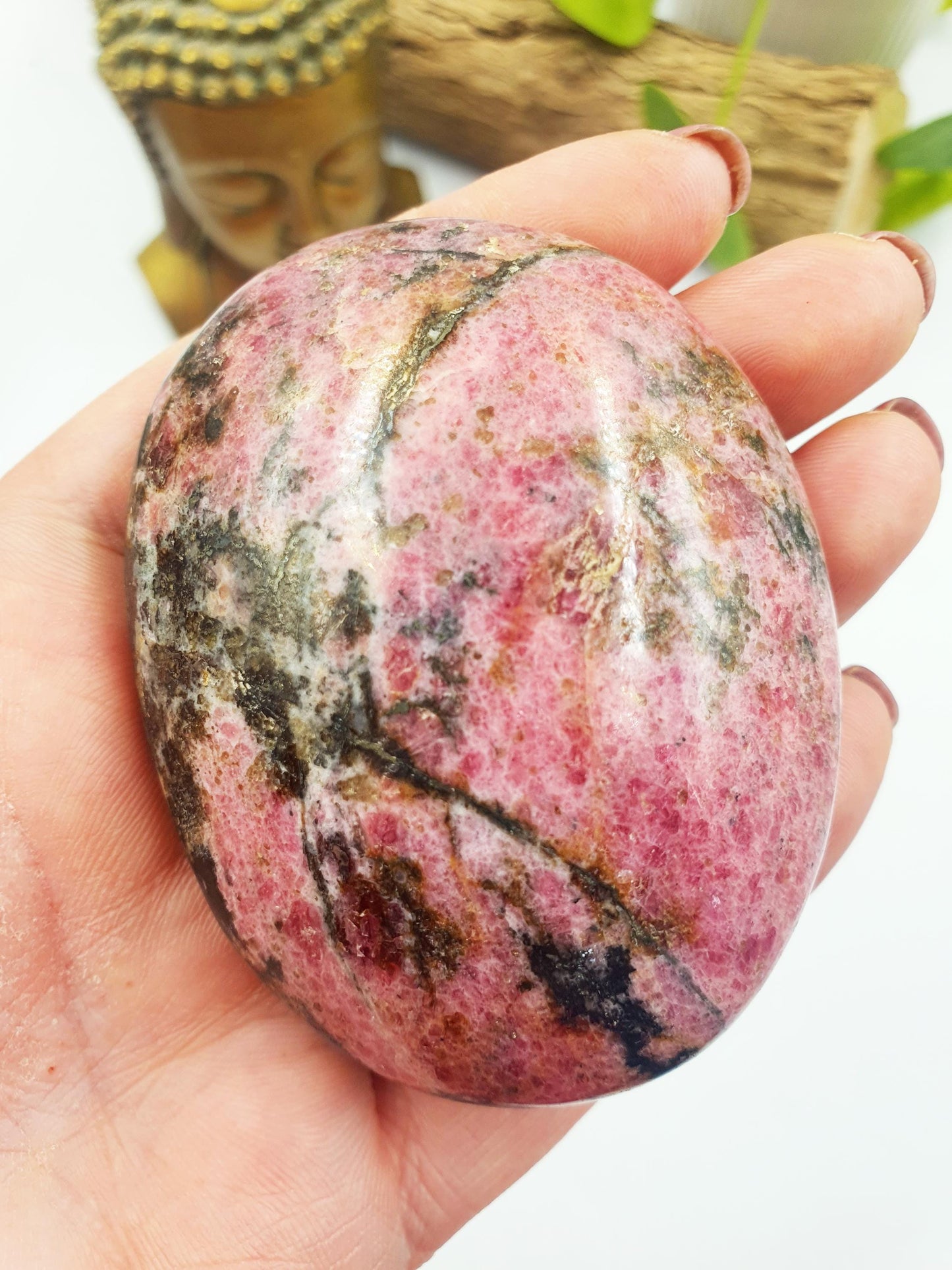 Large Rhodonite Palm Stone