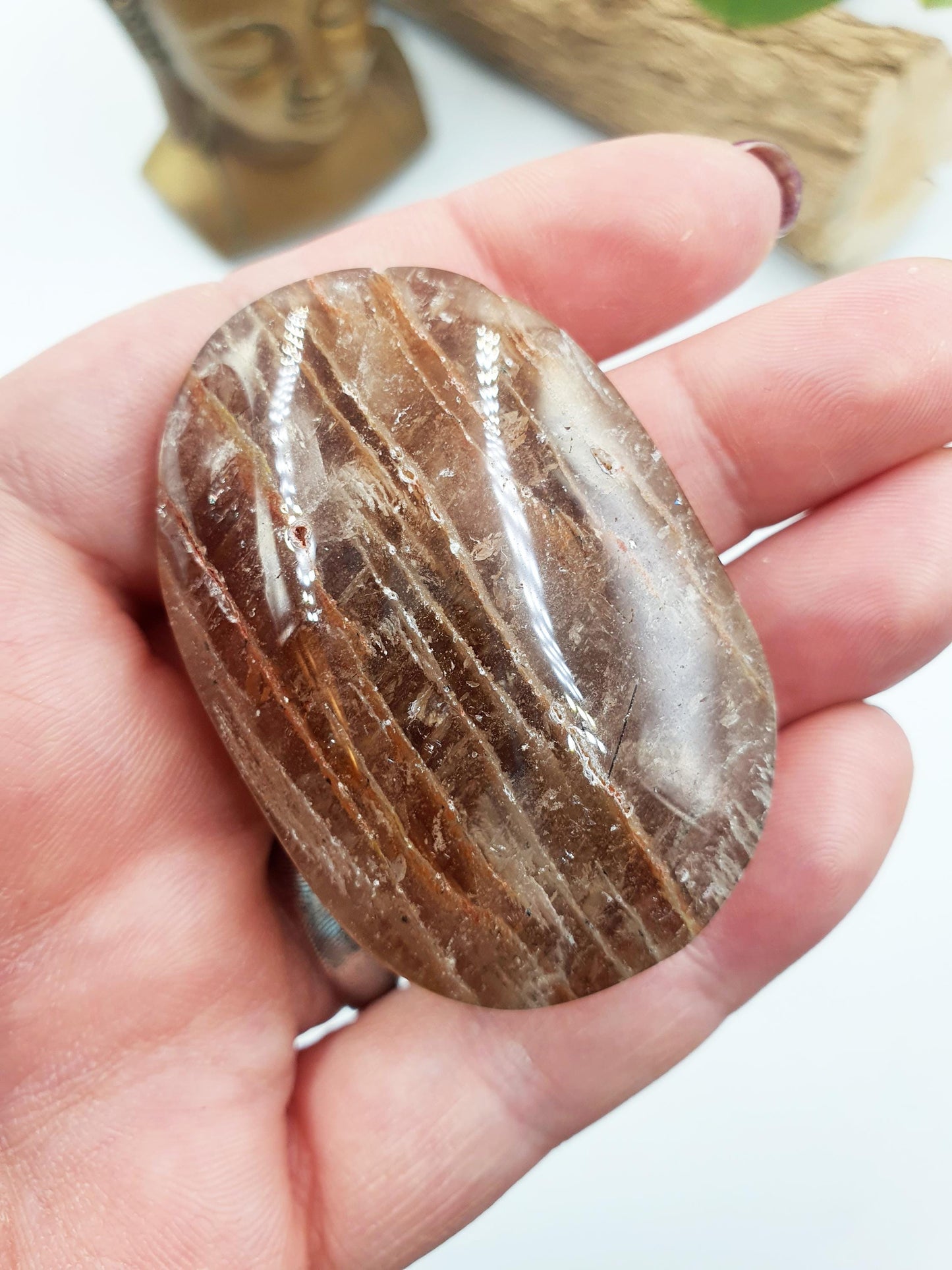 High Grade Sparkly Thousand Layer Palm with rainbow - Thoudand Layer (Lodolite) Palm Stone