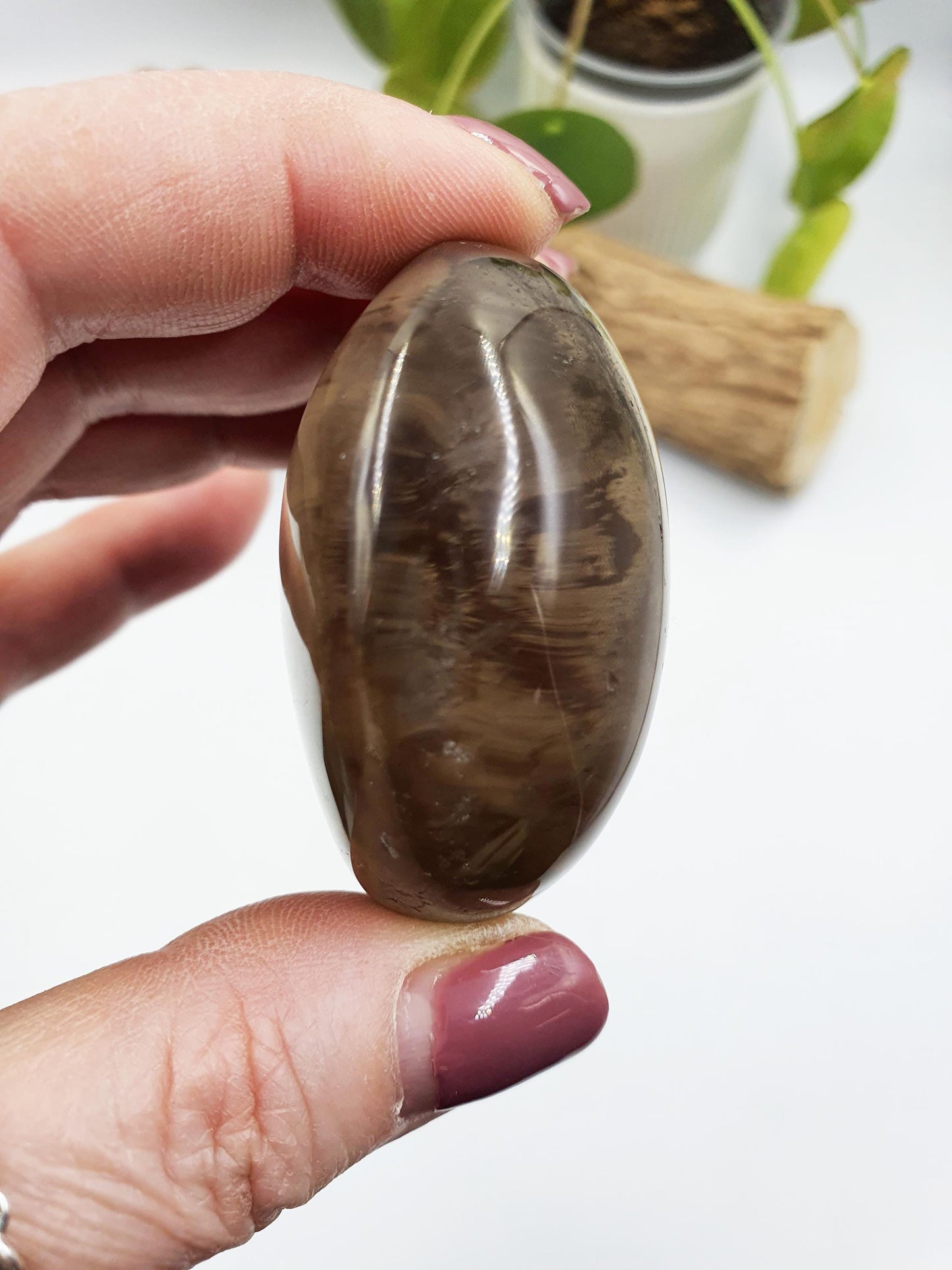 Smoky Quartz Palm with rainbow