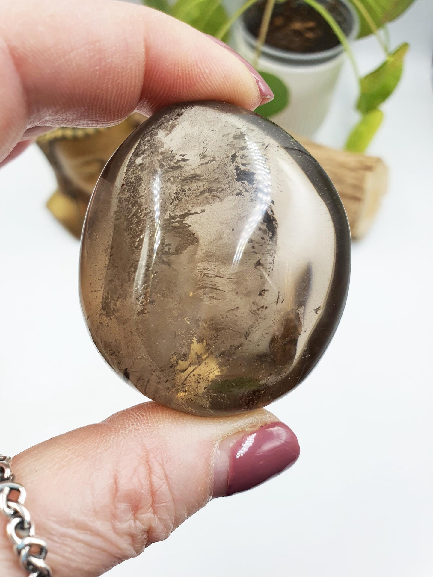 Smoky Quartz Palm with rainbow