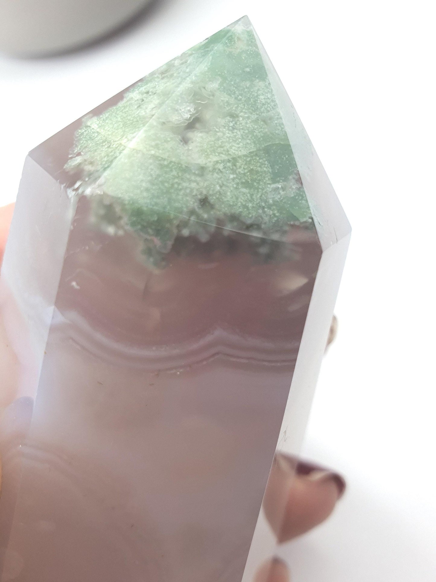 Rare Green Sakura Agate Tower