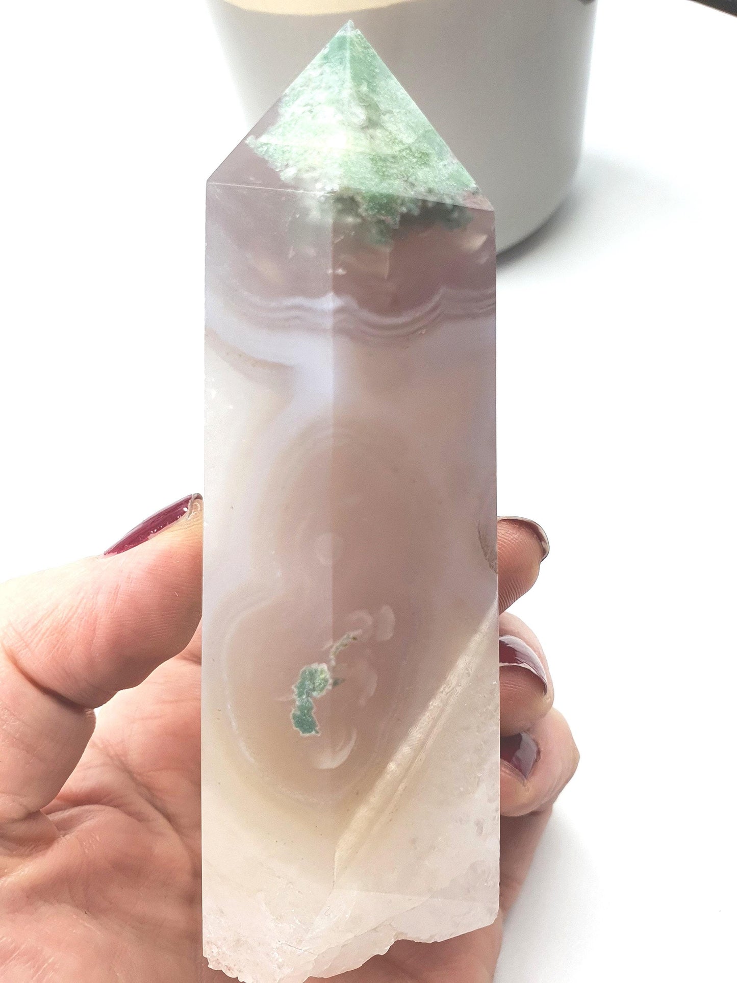 Rare Green Sakura Agate Tower