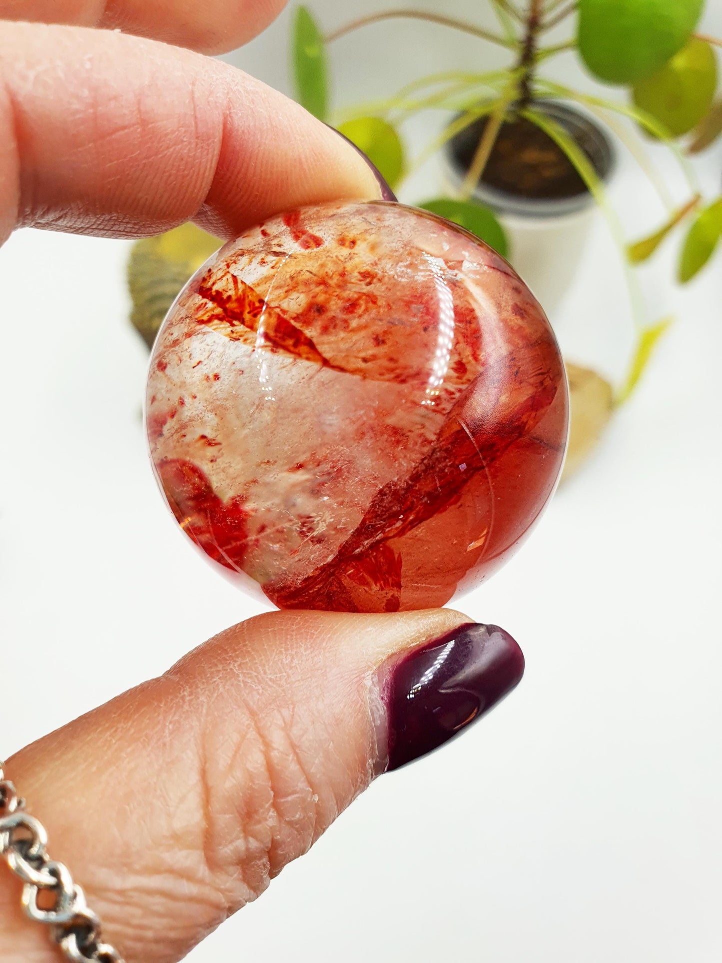 Madagascan Fire Quartz Sphere with Rainbows