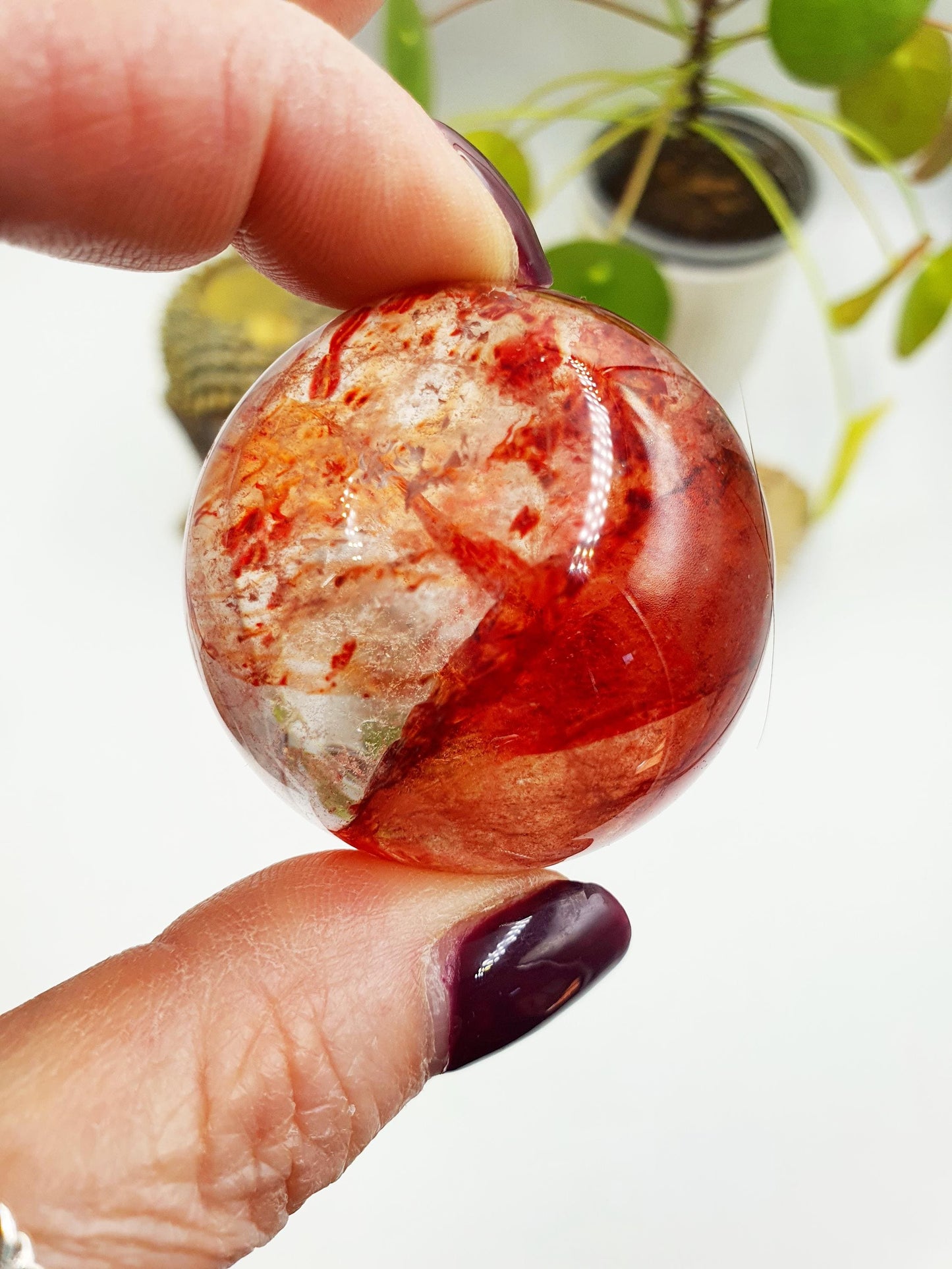 Madagascan Fire Quartz Sphere with Rainbows
