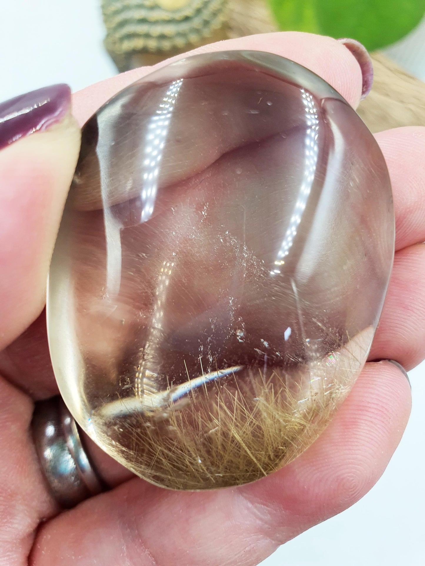 High Quality Golden Rutile Quartz Palm