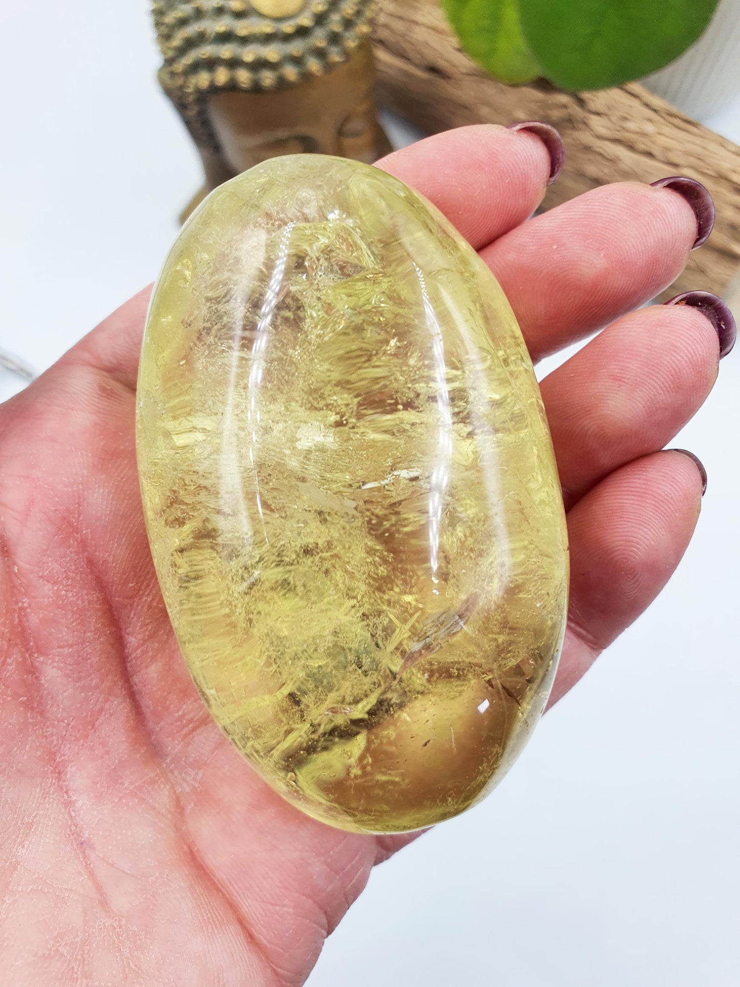 Citrine Palm with shimmering inclusions and rainbows