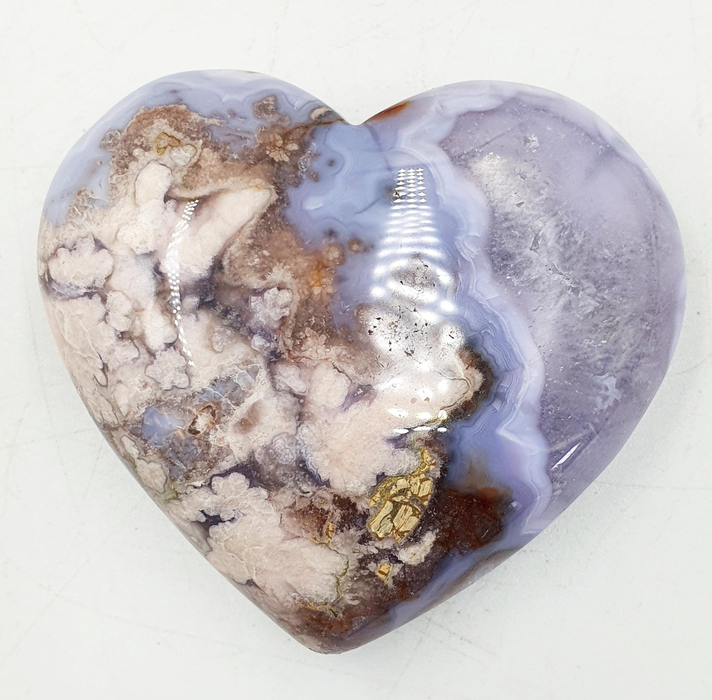 Large Blue Flower Agate Puff Heart