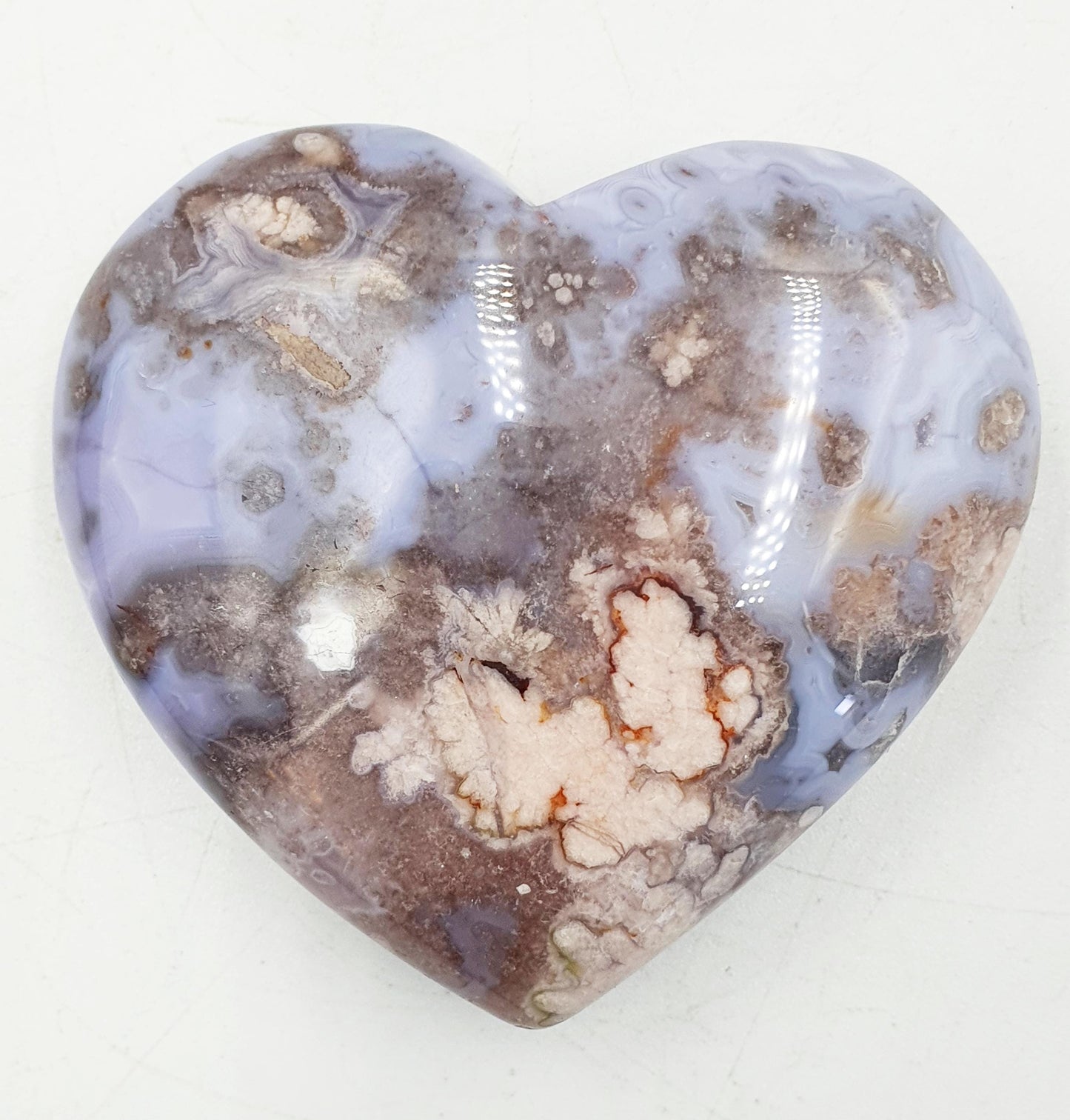 Large Blue Flower Agate Puff Heart