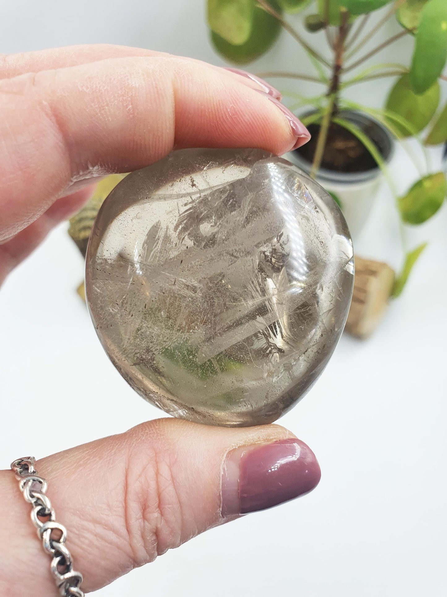 Light Smoky Quartz Palm with rainbow