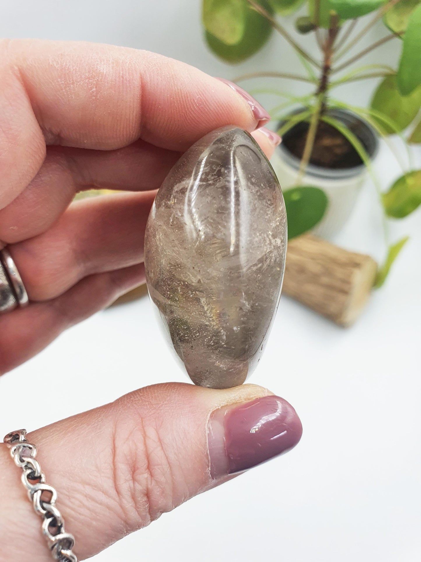 Light Smoky Quartz Palm with rainbow