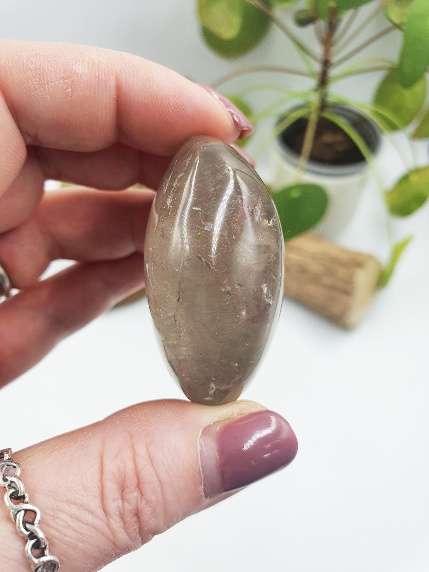 Light Smoky Quartz Palm with rainbow