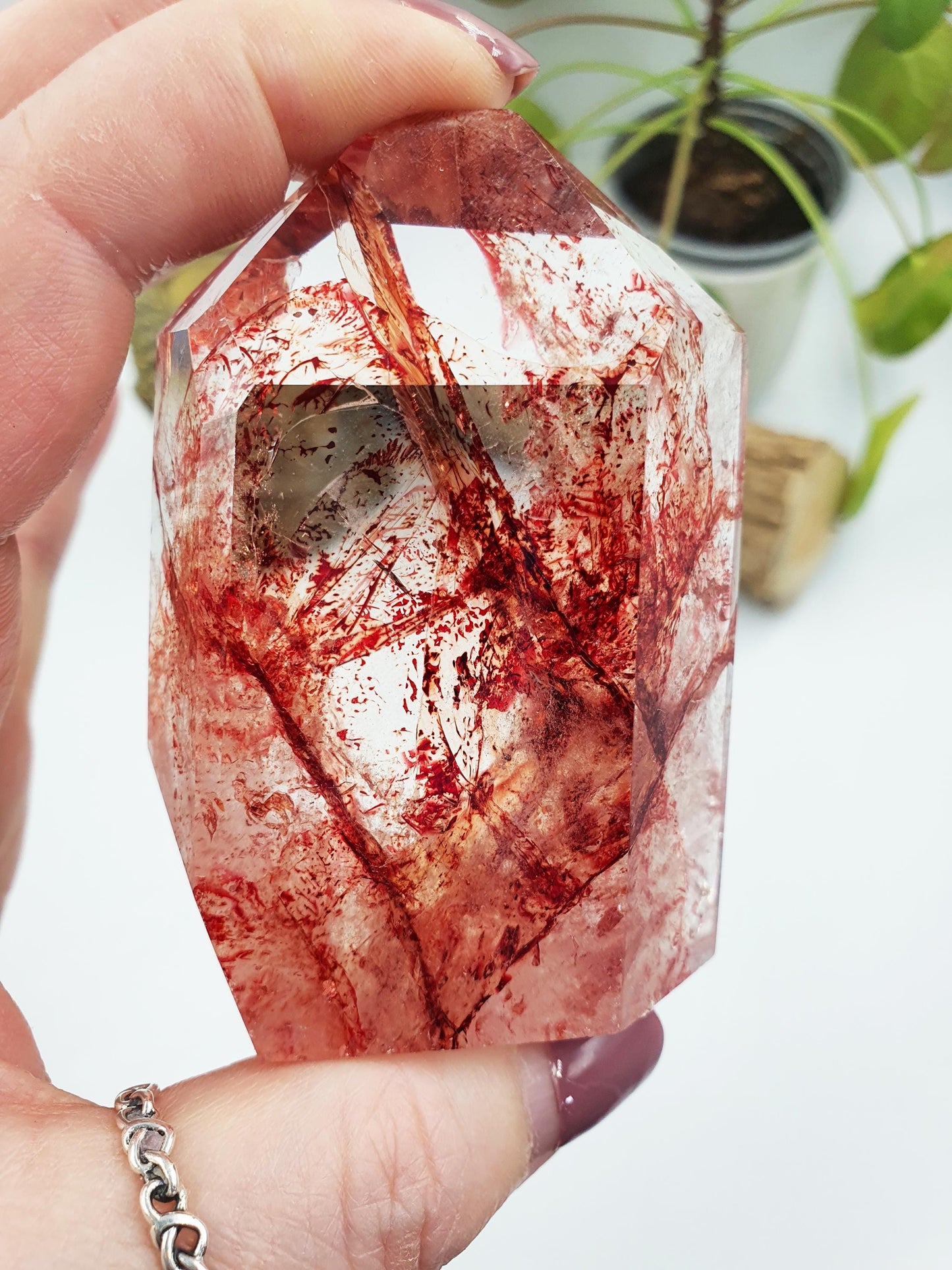 Madagascan Fire Quartz Freeform with rainbows