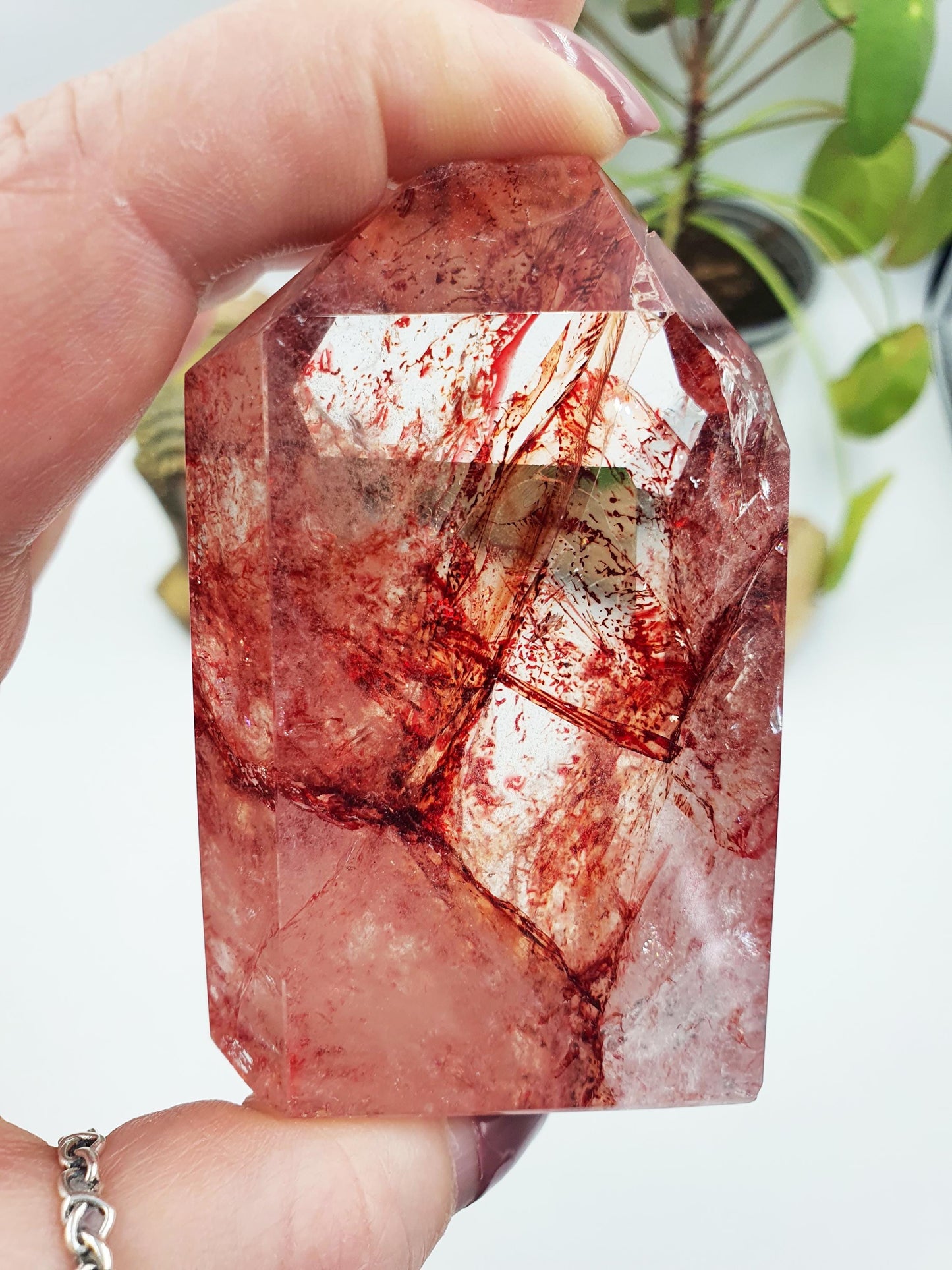 Madagascan Fire Quartz Freeform with rainbows
