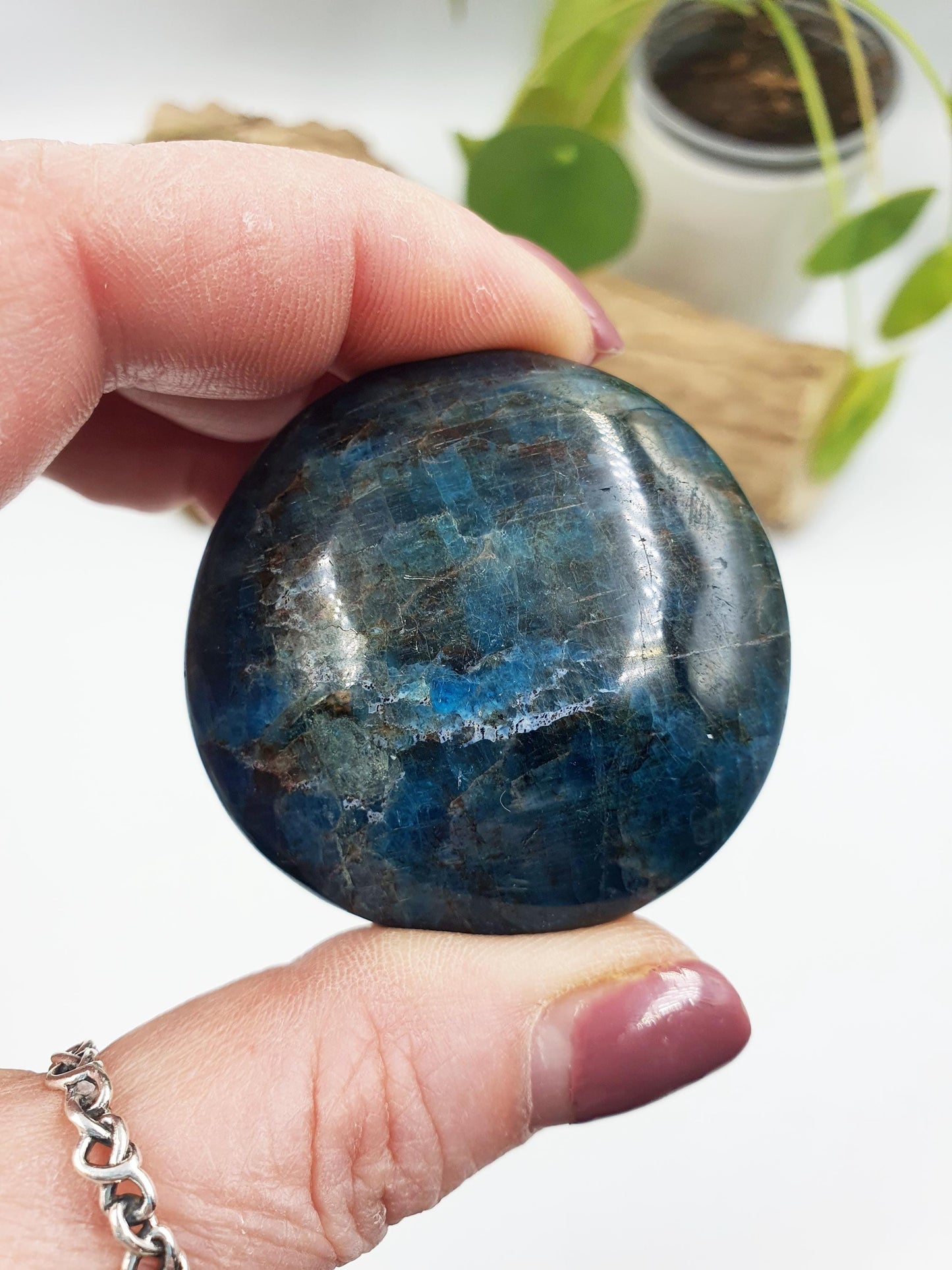 Shimmery Blue Apatite Palm Stone