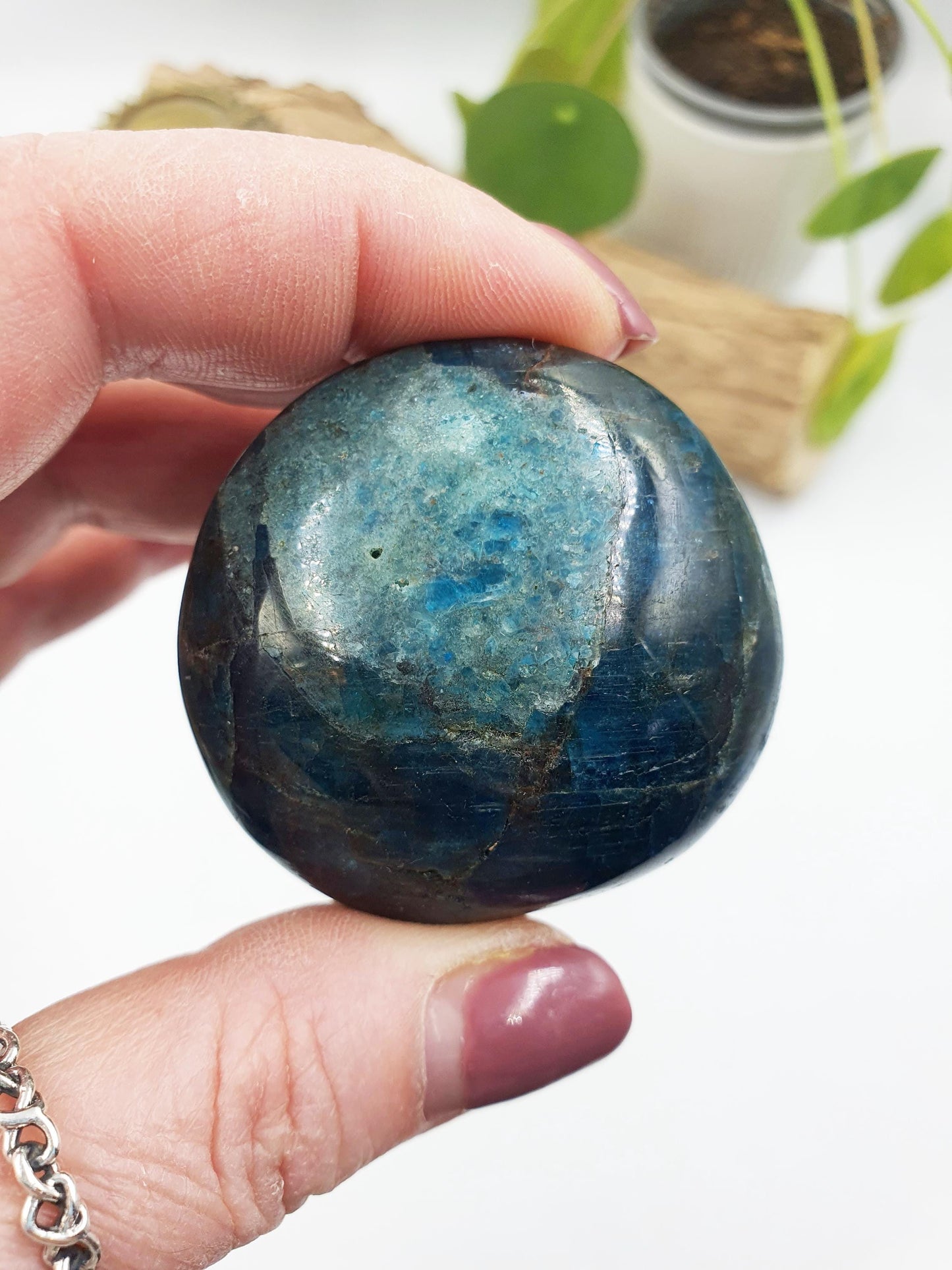 Shimmery Blue Apatite Palm Stone
