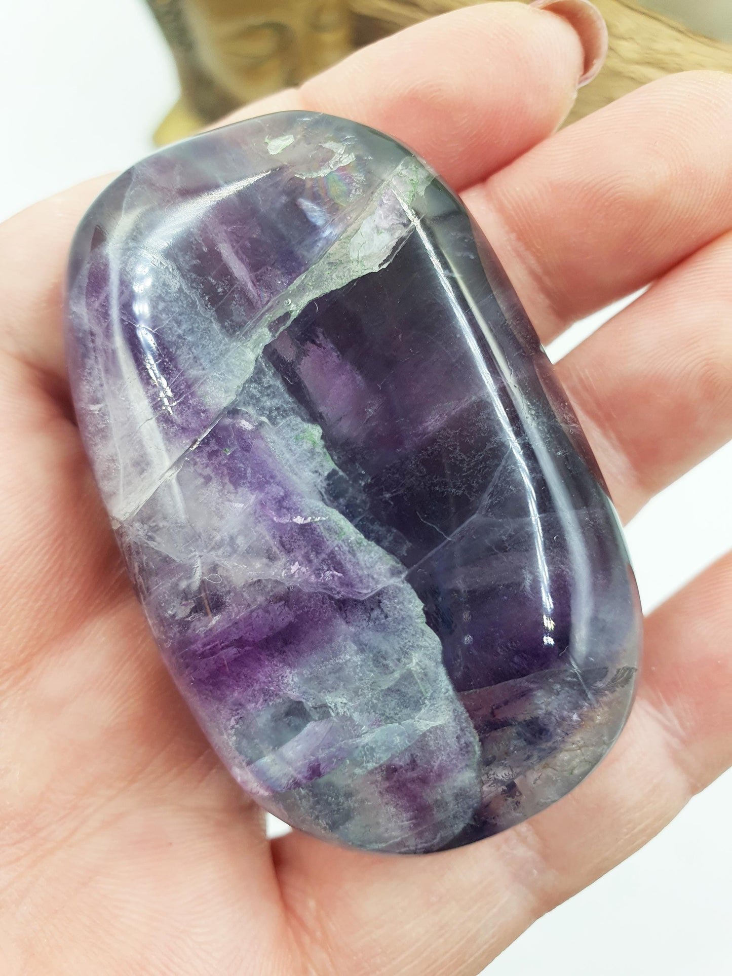 Flashy Fluorite Palm with rainbows