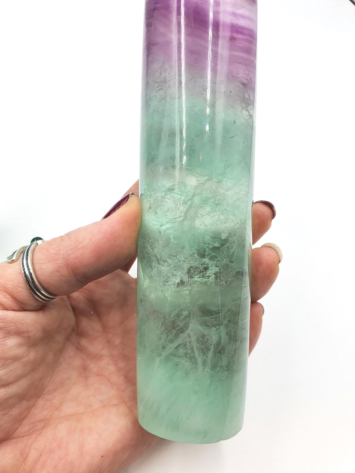 Large Watermelon Fluorite Tower